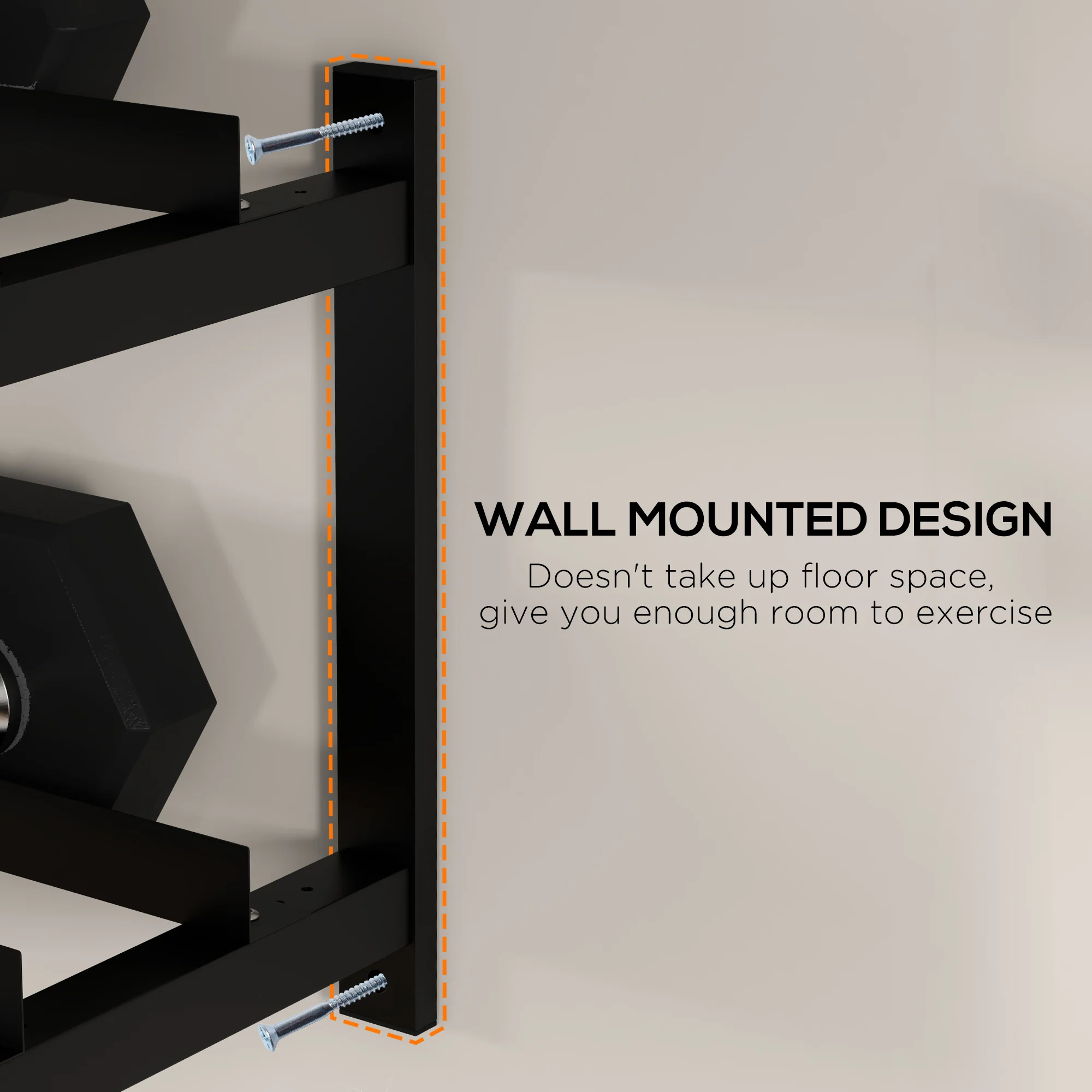 SPORTNOW Wall-Mounted Dumbbell Rack, 2-Tier Steel Design, Black - Image 3