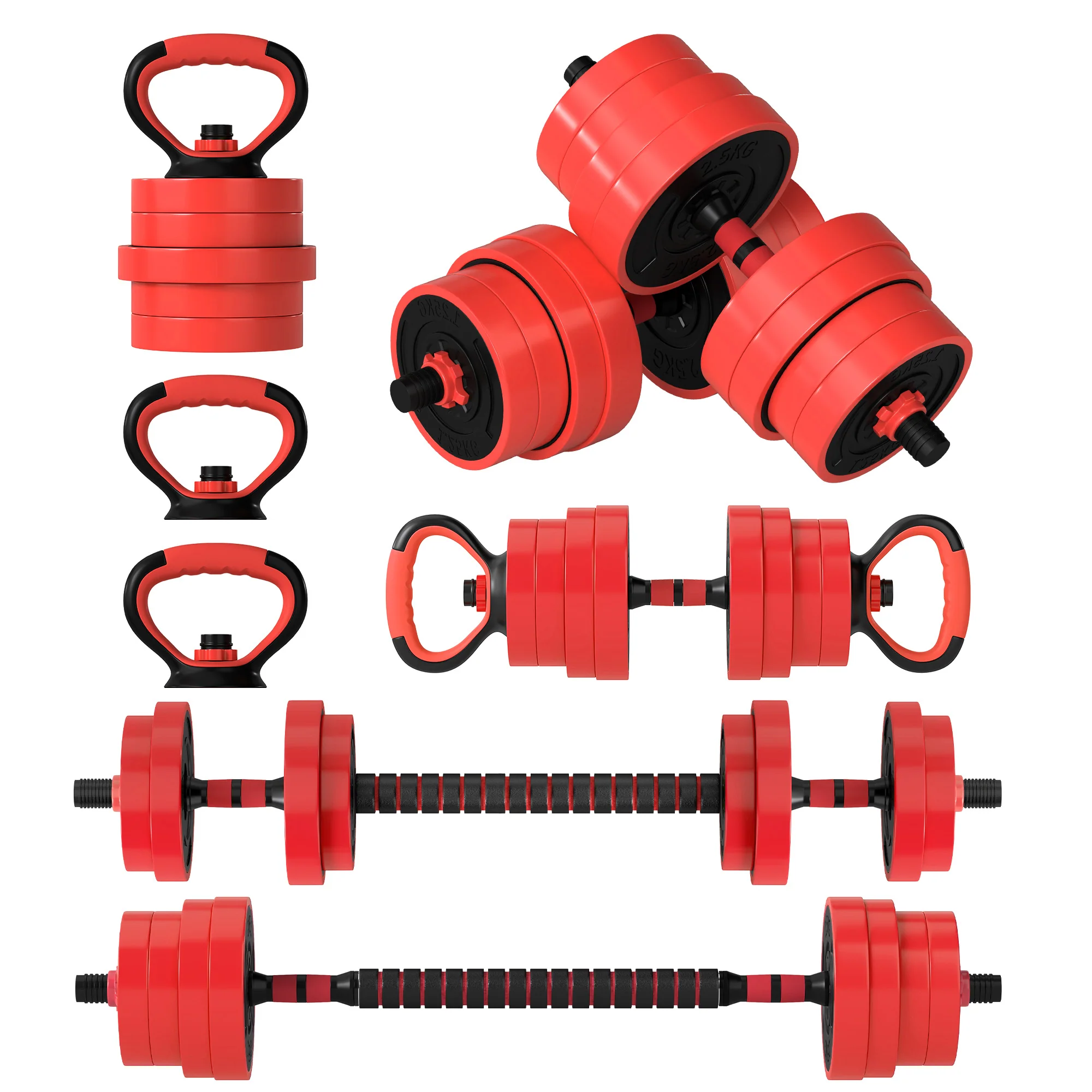 SPORTNOW Weight Dumbbells Set, Barbell, Kettlebell, Push Up Stand, 30kg