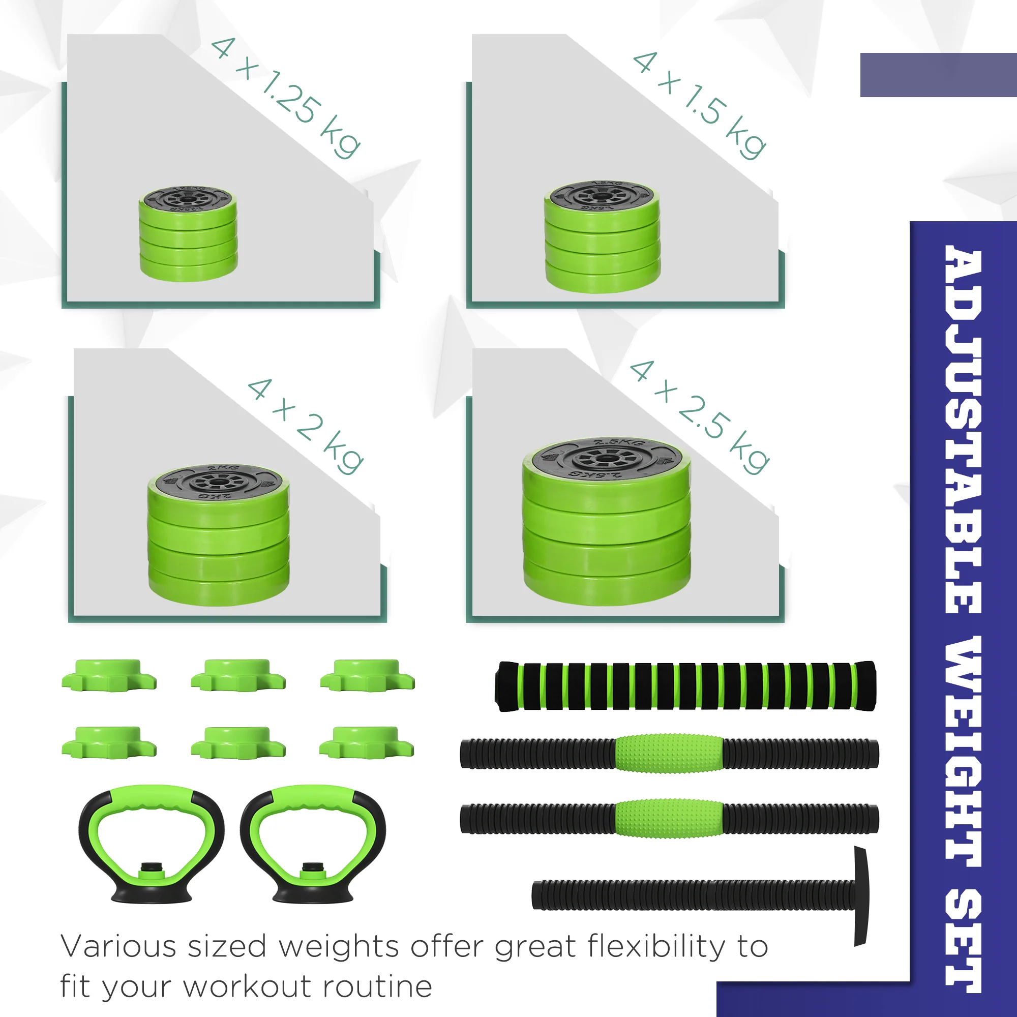 SPORTNOW Weight Dumbbells Set, Barbell, Kettlebell, Push Up Stand, 30kg - Image 4