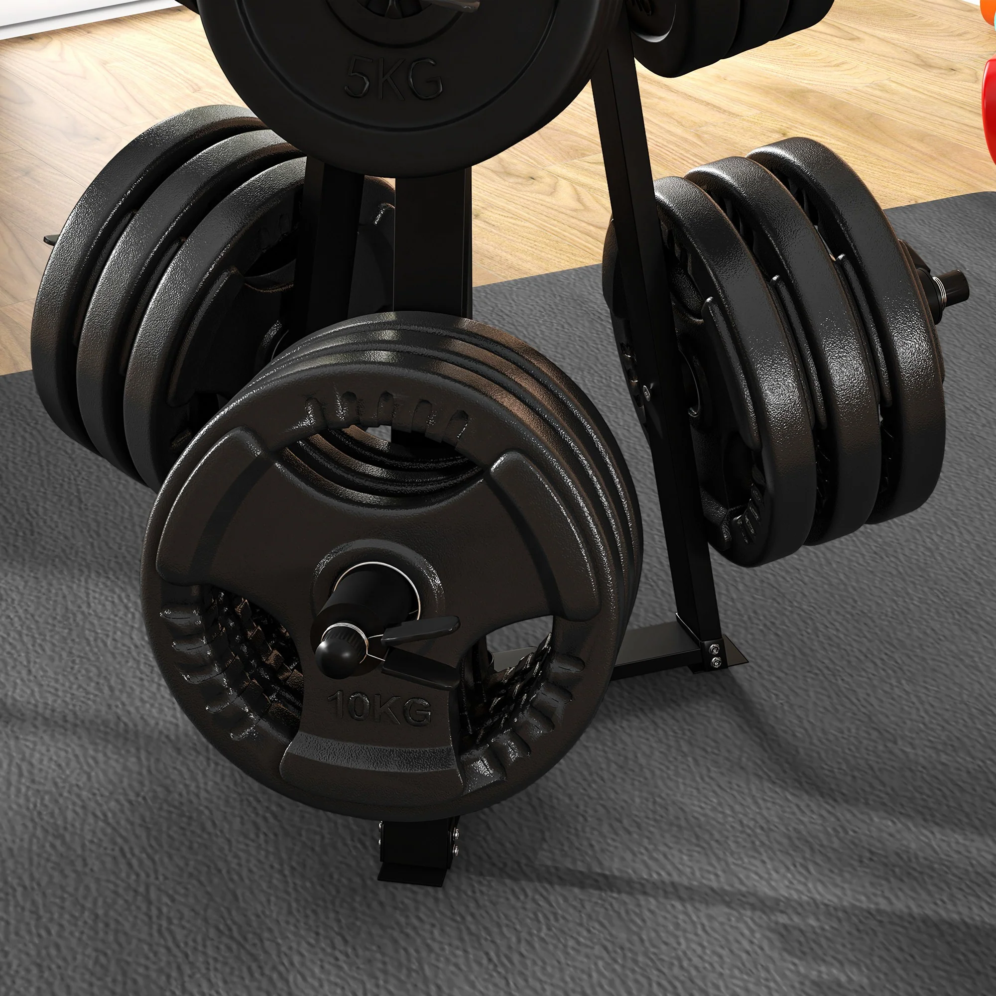 SPORTNOW Weight Plate Storage Rack with 6 Fasten Clamps, Max Load 300kg - Image 7