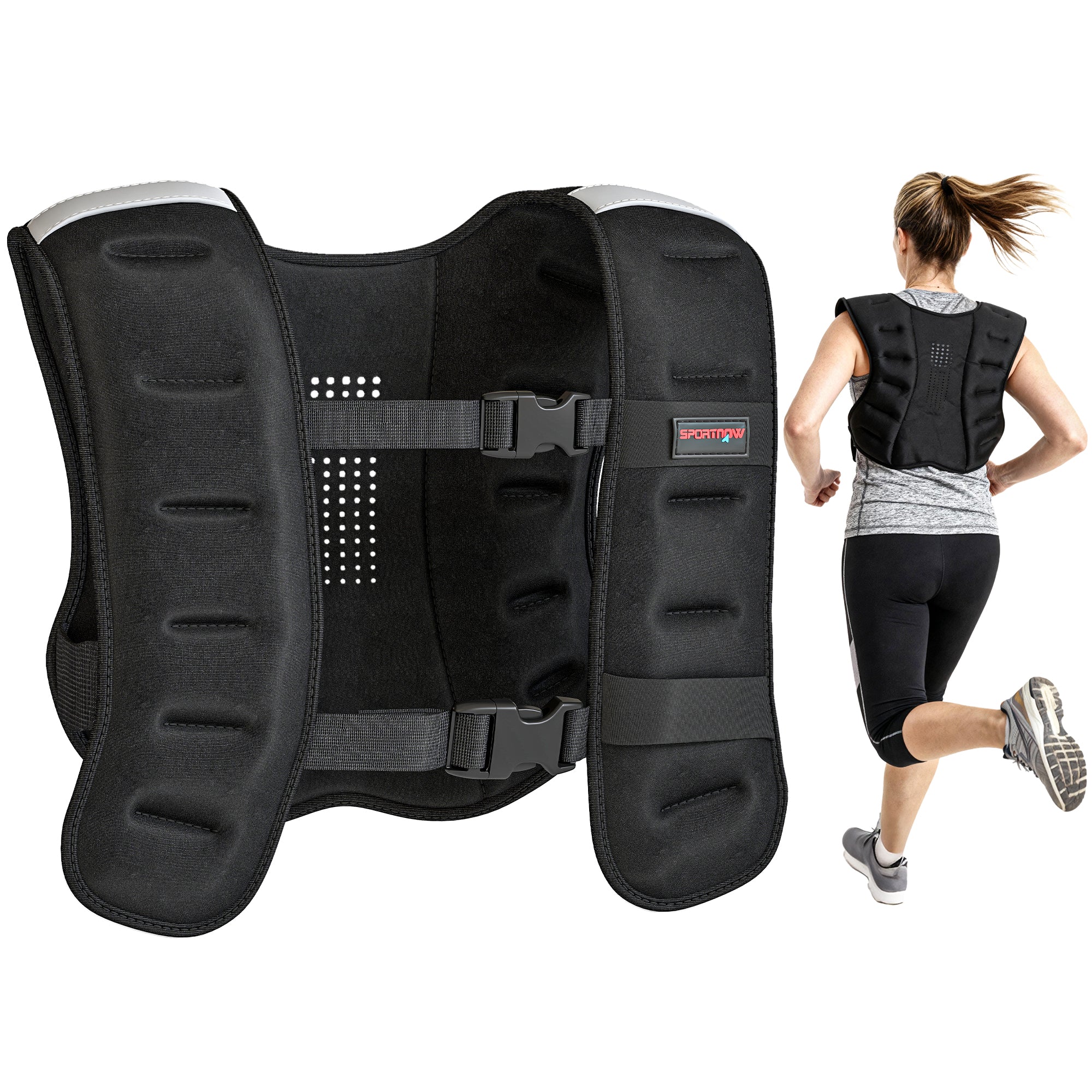 SPORTNOW Weighted Vest With Adjustable Straps And Reflective Strips - Image 19