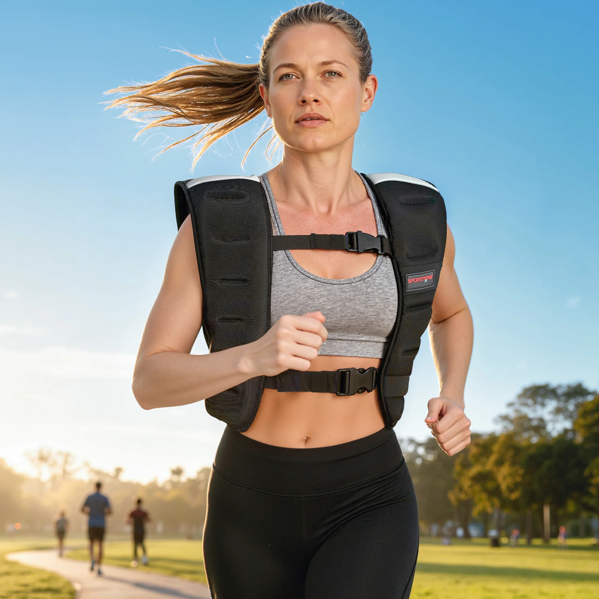 SPORTNOW Weighted Vest With Adjustable Straps And Reflective Strips - Image 2