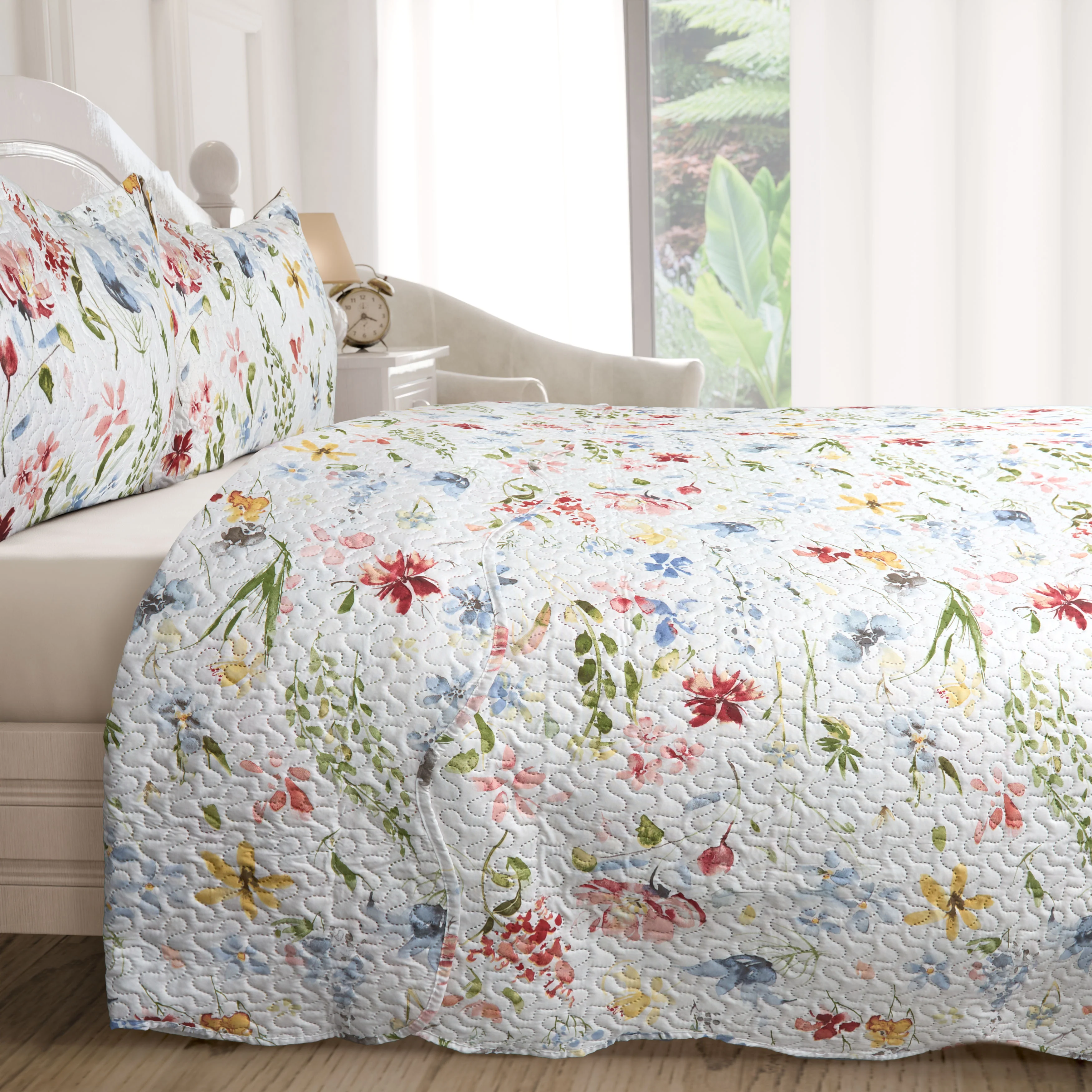 Spring - Quilted Patchwork Bedspread Set - Double