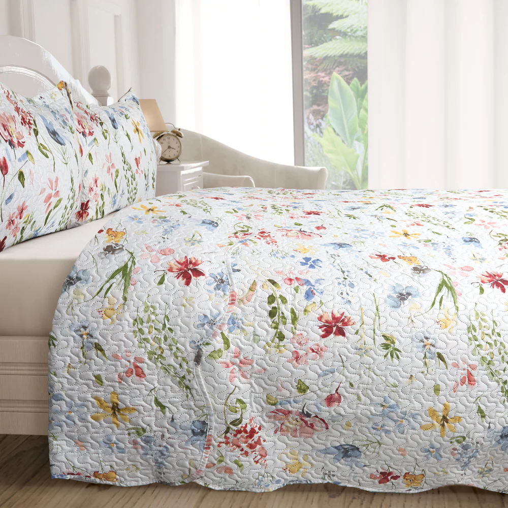 Spring - Quilted Patchwork Bedspread Set - Single