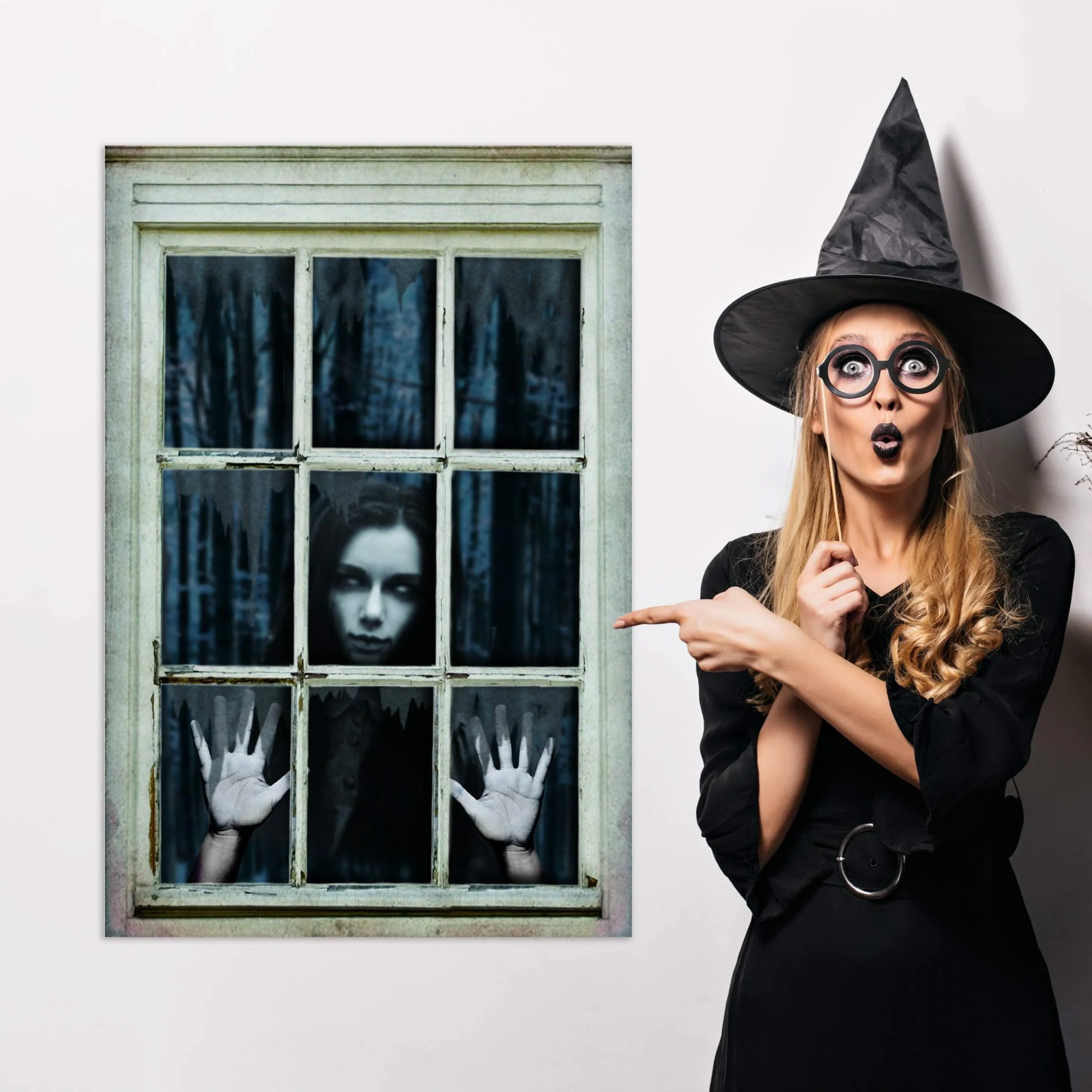 Halloween Window Poster 80x120cm - Staring Ghost Women - Image 2