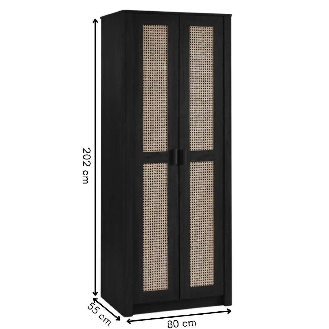 Sydney 2 Door Wardrobe - Black Ash - Image 3