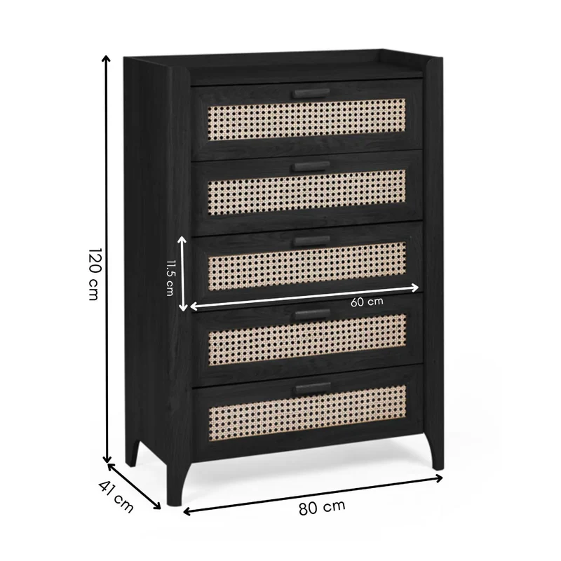 Sydney 5 Drawer Chest - Black Ash - Image 2