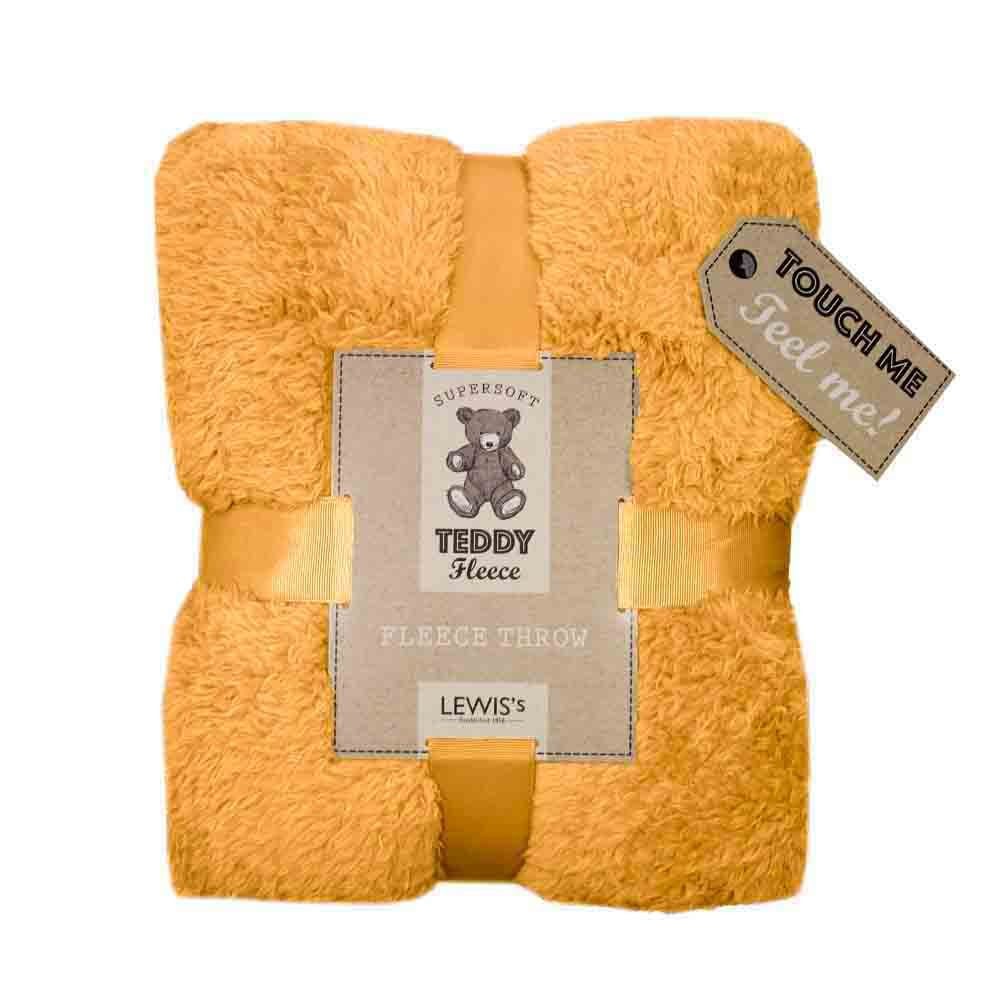 Teddy Fleece Super Soft Throw - Ochre - Image 2