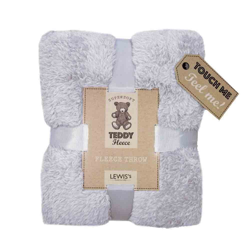Teddy Fleece Super Soft Throw - Silver - Image 2