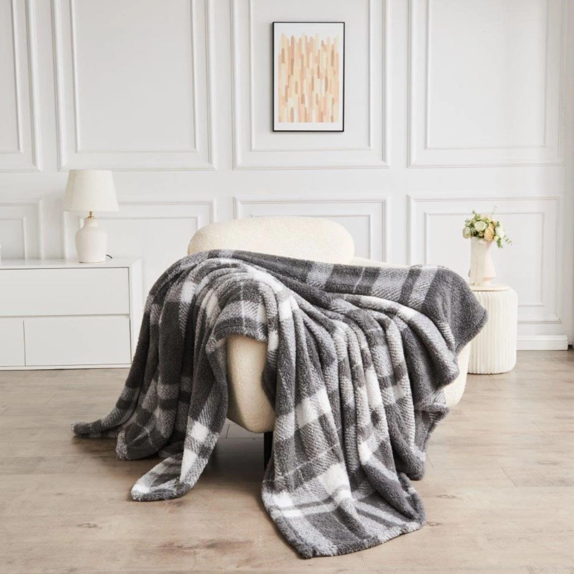 Teddy Windsor Check Throw - Grey - Image 2