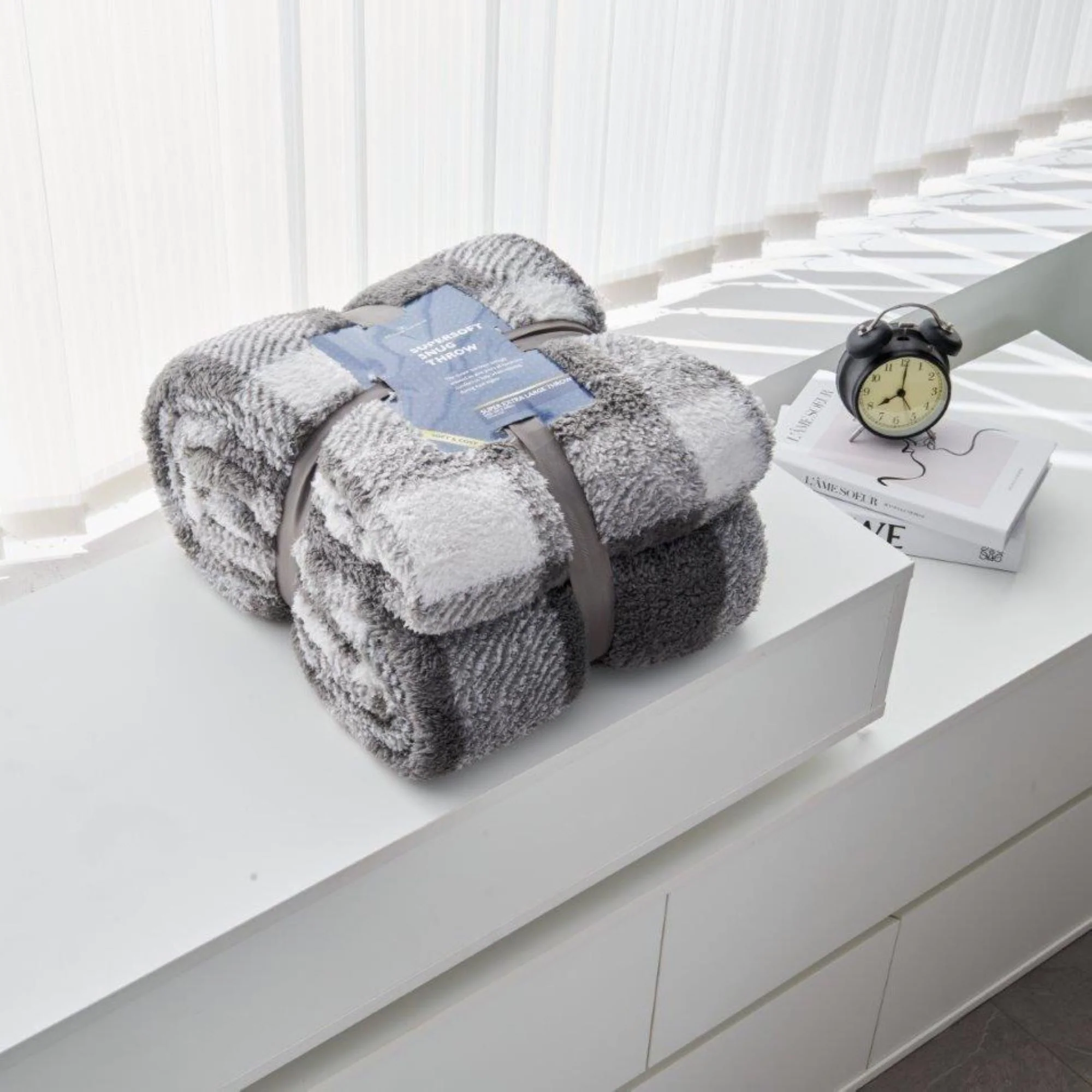 Teddy Windsor Check Throw - Grey - Image 3