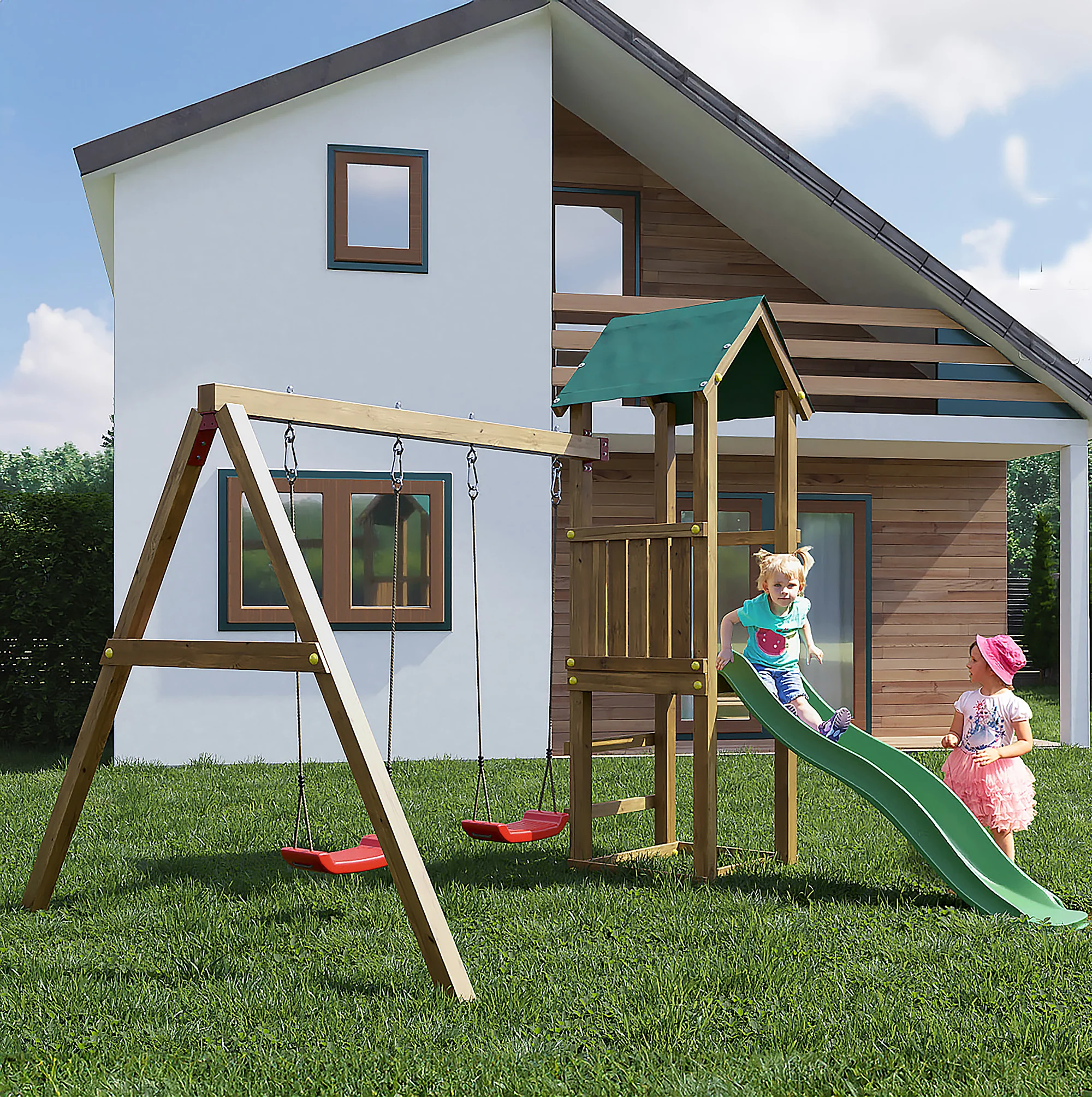 The Glide & Ride Lucas Playfort - Climbing Frame With Swings And Slide - Image 2