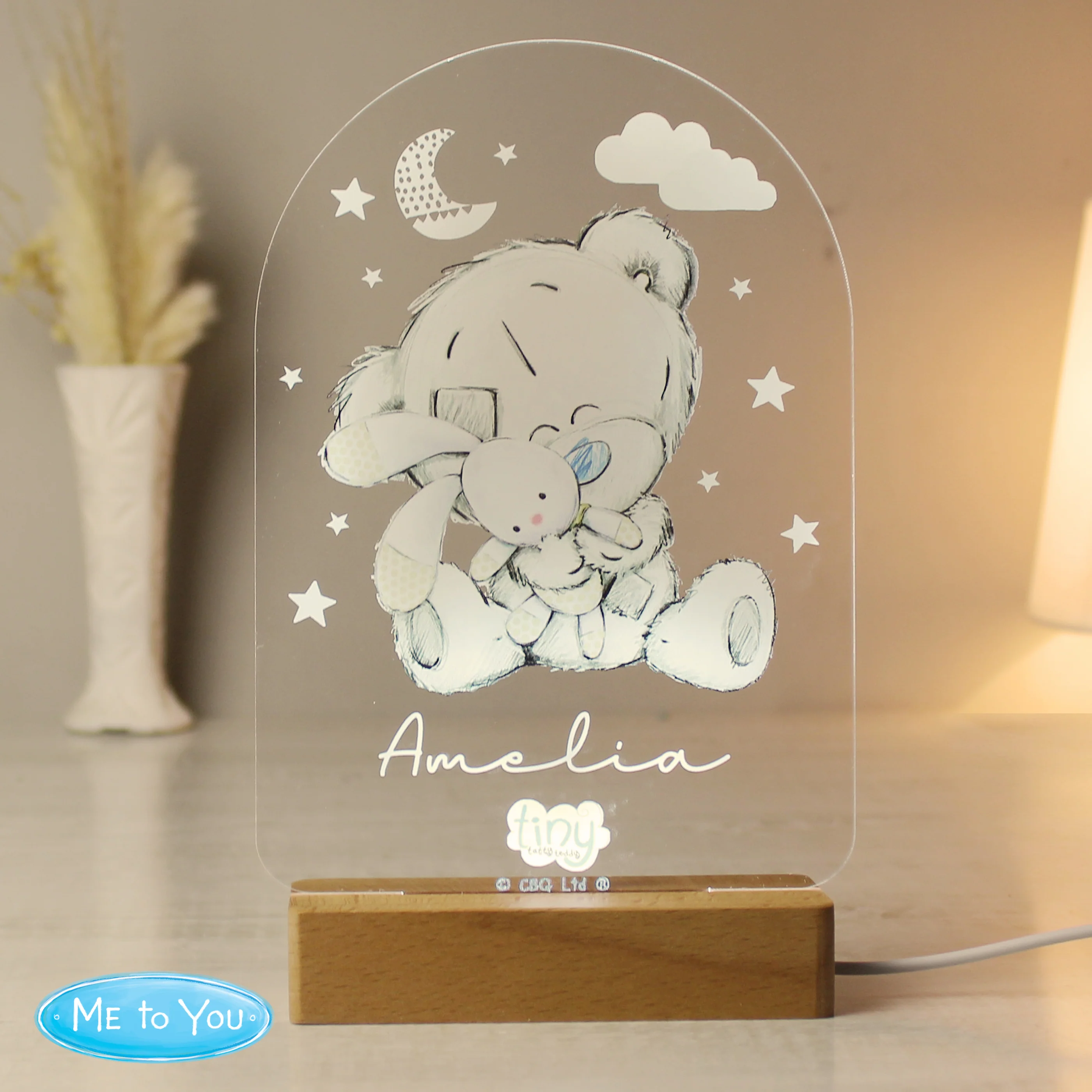 Tiny Tatty Teddy Wooden Based LED Light