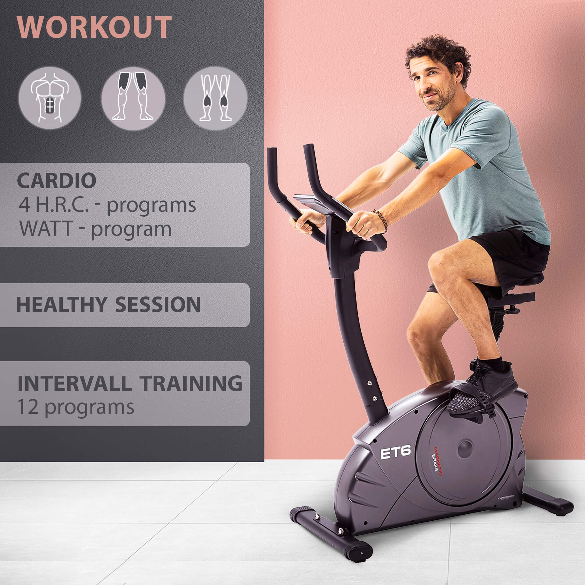 TopSports Exercise Bike Ergometer ET 6 With Kinomap, Incl. Heart Rate Receiver - Image 6