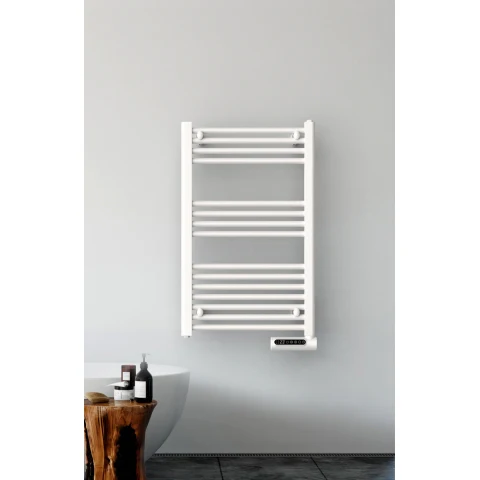 Towel Rail Bathroom Heater 500W Vertical Fluid Radiator White Electric 24/7 Timer Eco Low Energy - Image 2