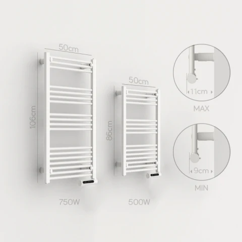 Towel Rail Bathroom Heater 500W Vertical Fluid Radiator White Electric 24/7 Timer Eco Low Energy - Image 6