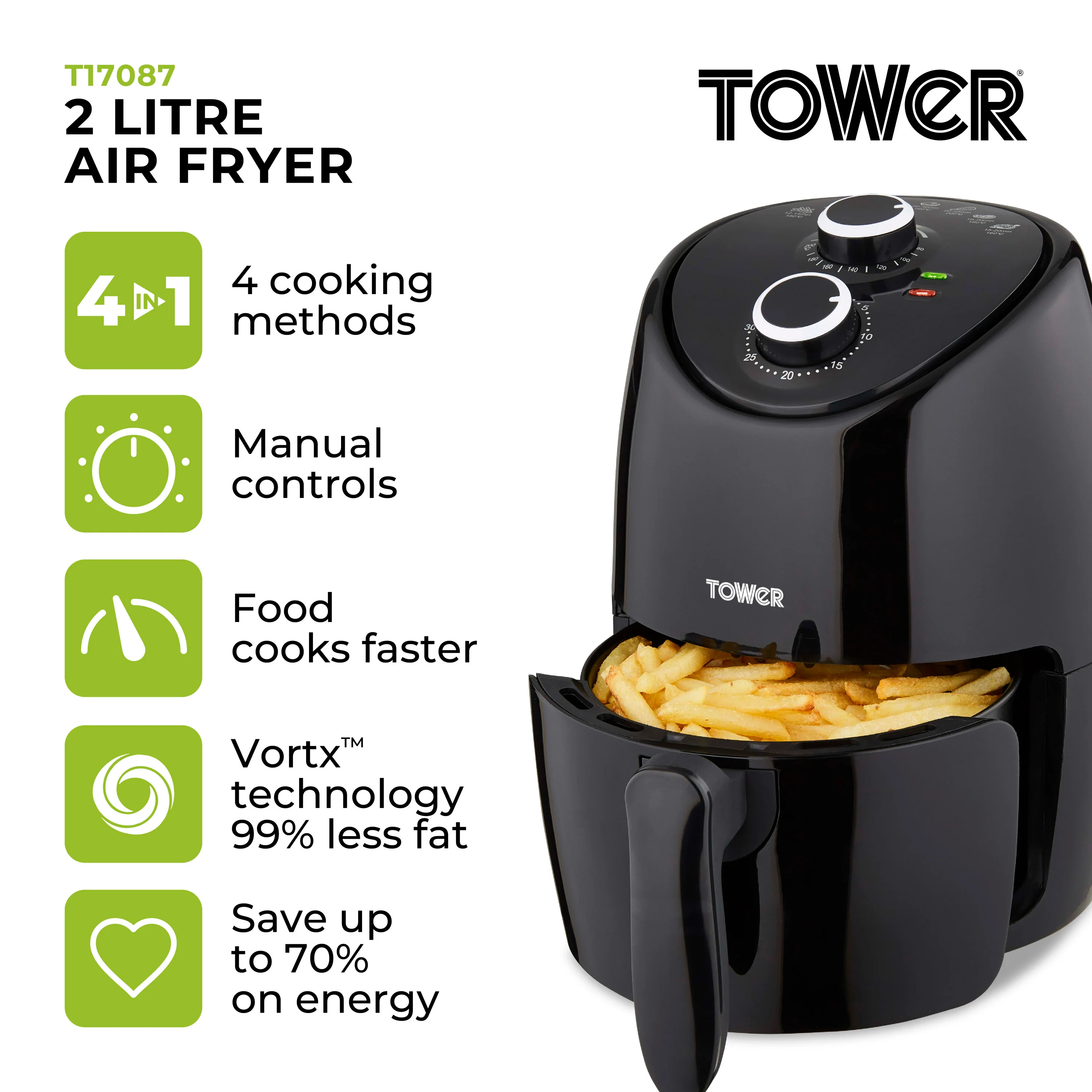 Tower 2L Manual Airfryer - Image 2