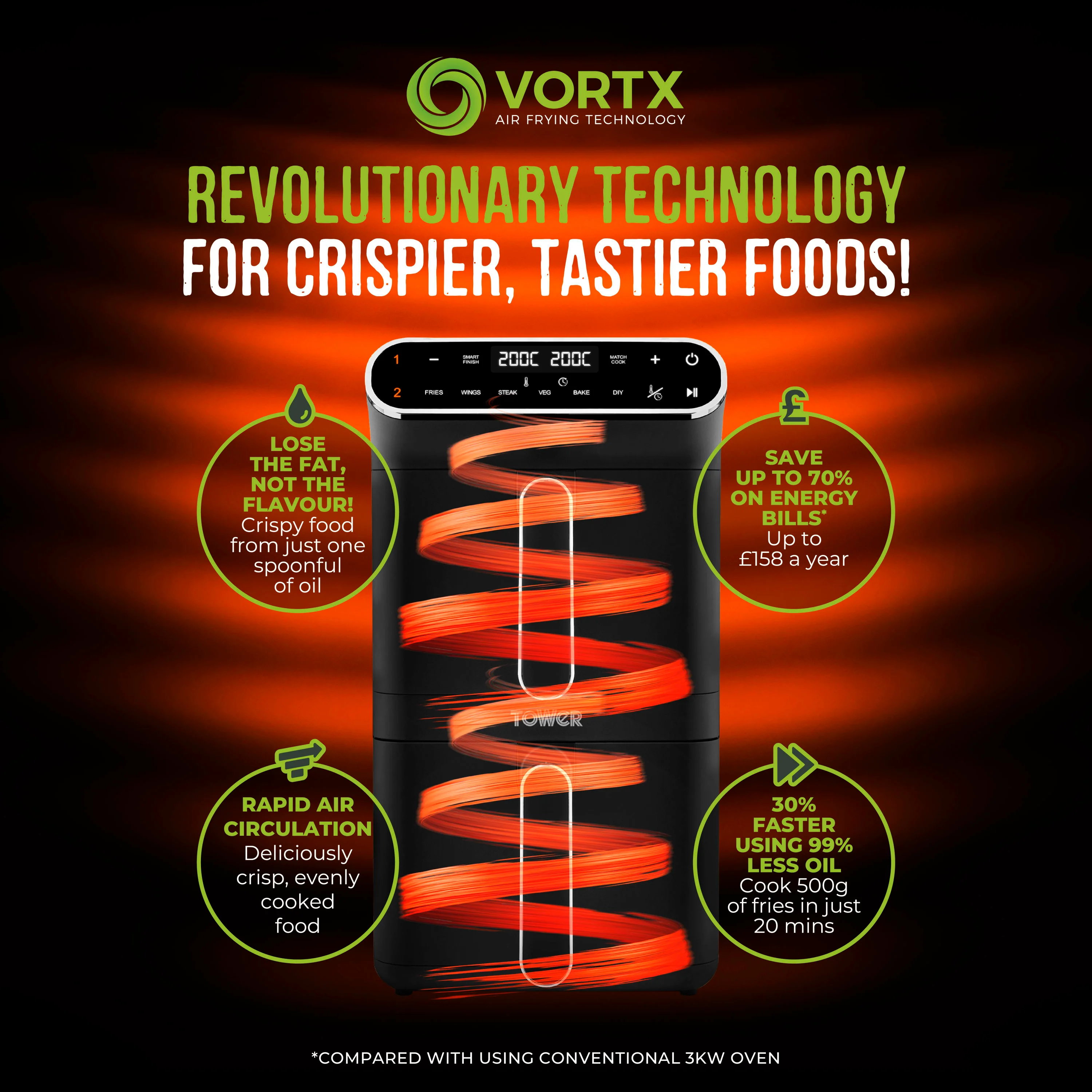 Tower Dual Layer 11L Airfryer - Image 5