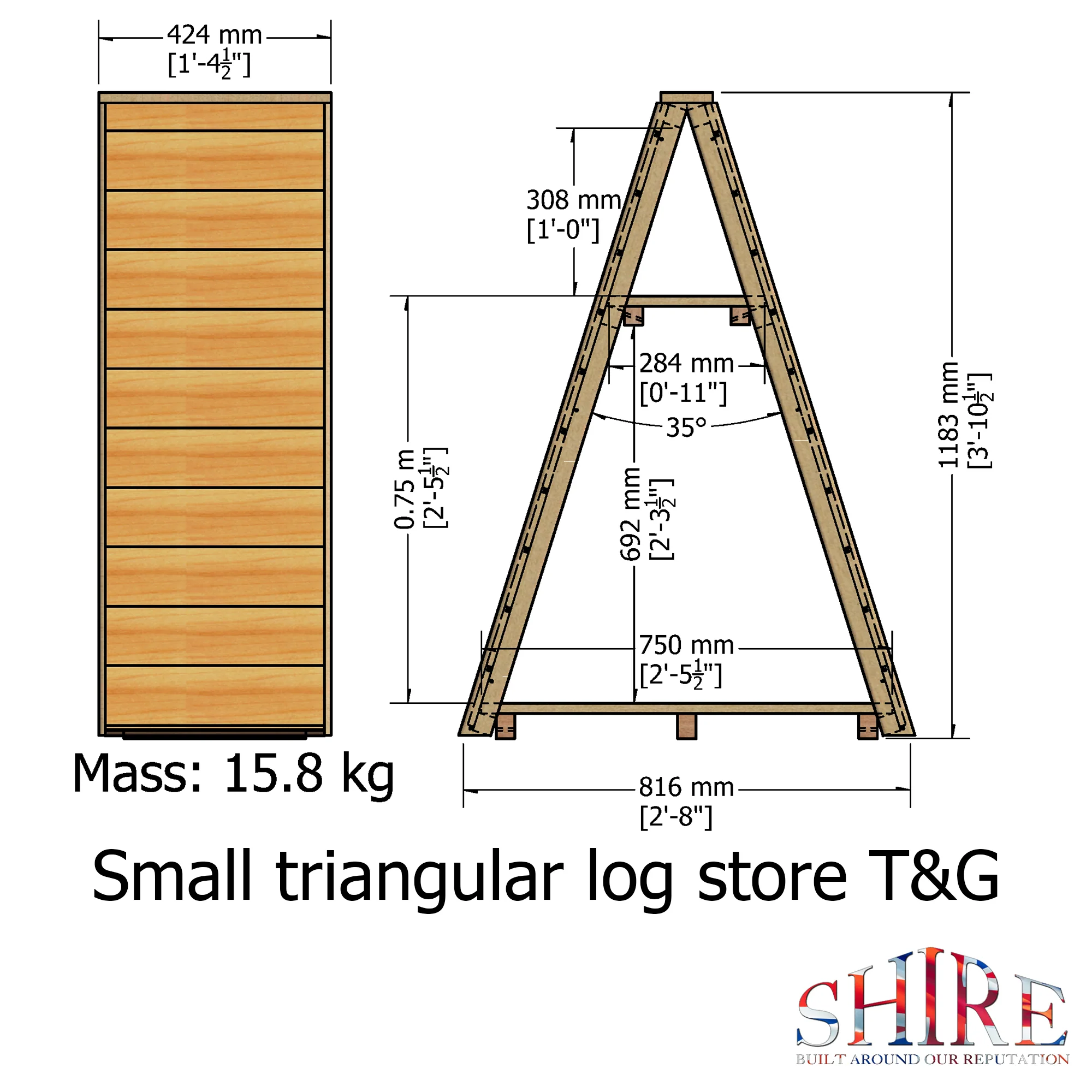 Triangular Pressure Treated Log Store - Image 5