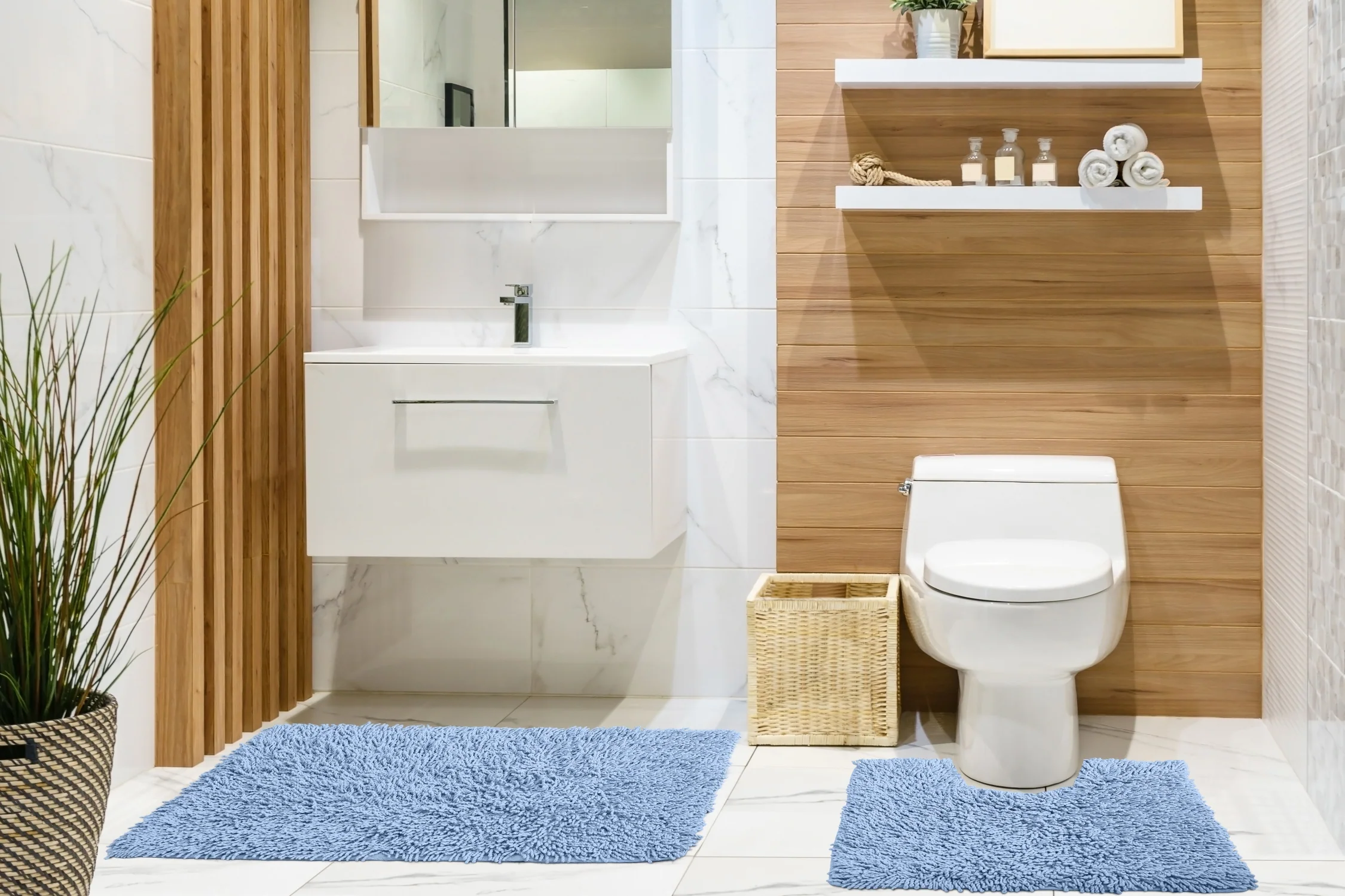 Tumble Twist Pure Cotton 2pc Bath set in Blue