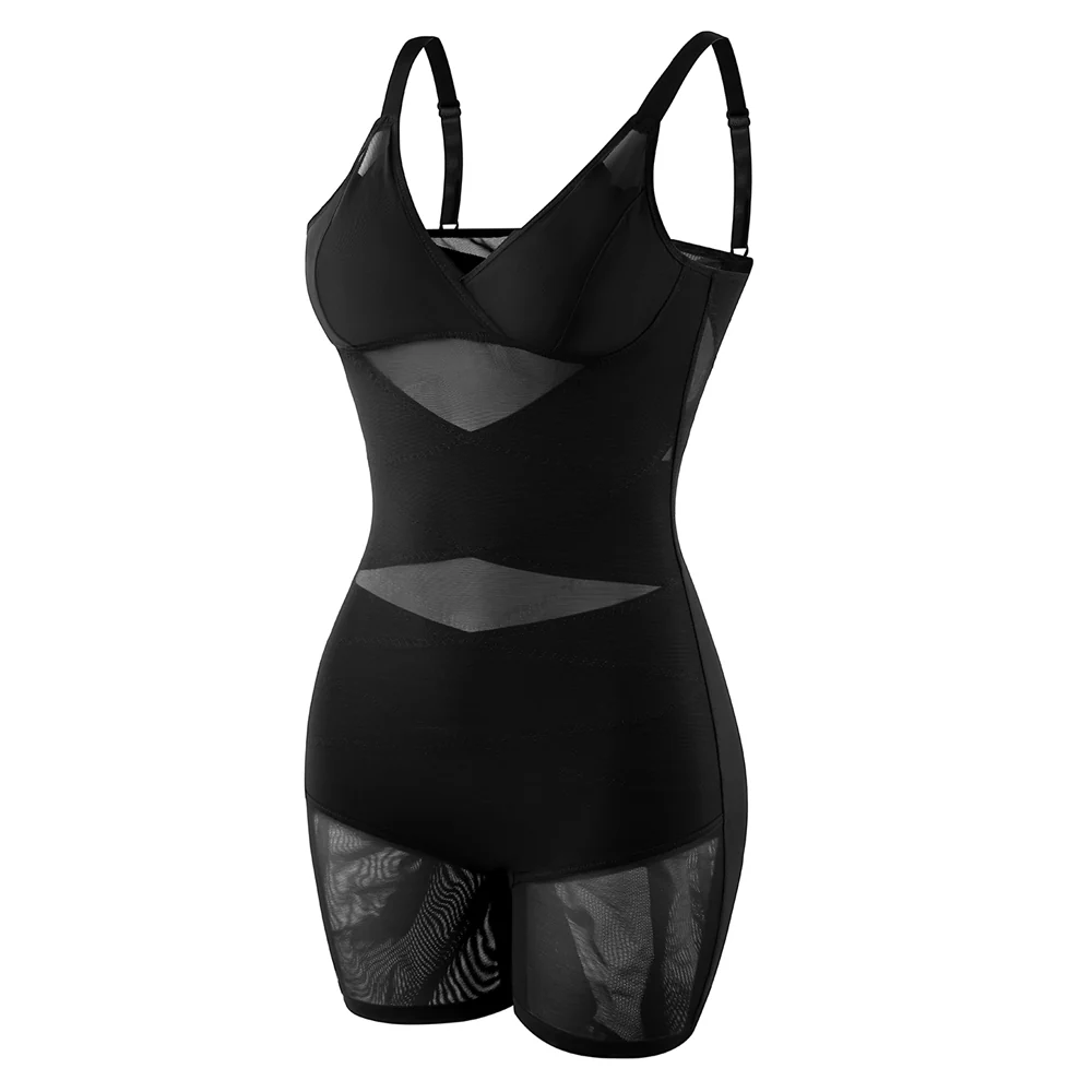 Tummy Control Boyshorts Sculpting Shapewear Mesh Bodysuit - Image 4