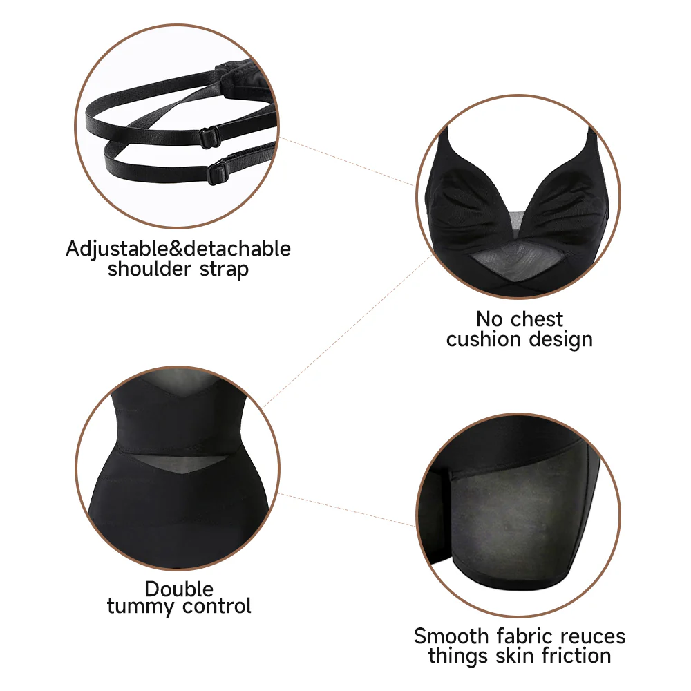 Tummy Control Boyshorts Sculpting Shapewear Mesh Bodysuit - Image 8