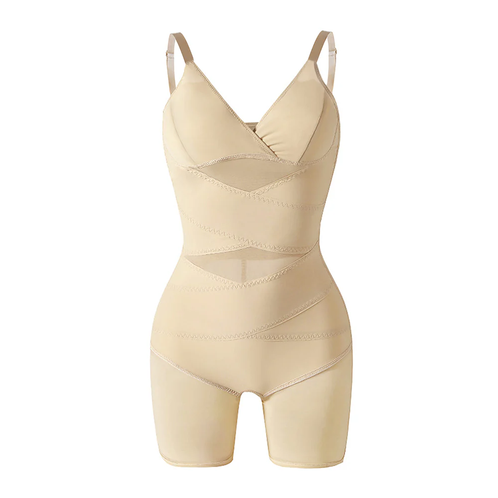 Tummy Control Boyshorts Sculpting Shapewear Mesh Bodysuit - Image 3