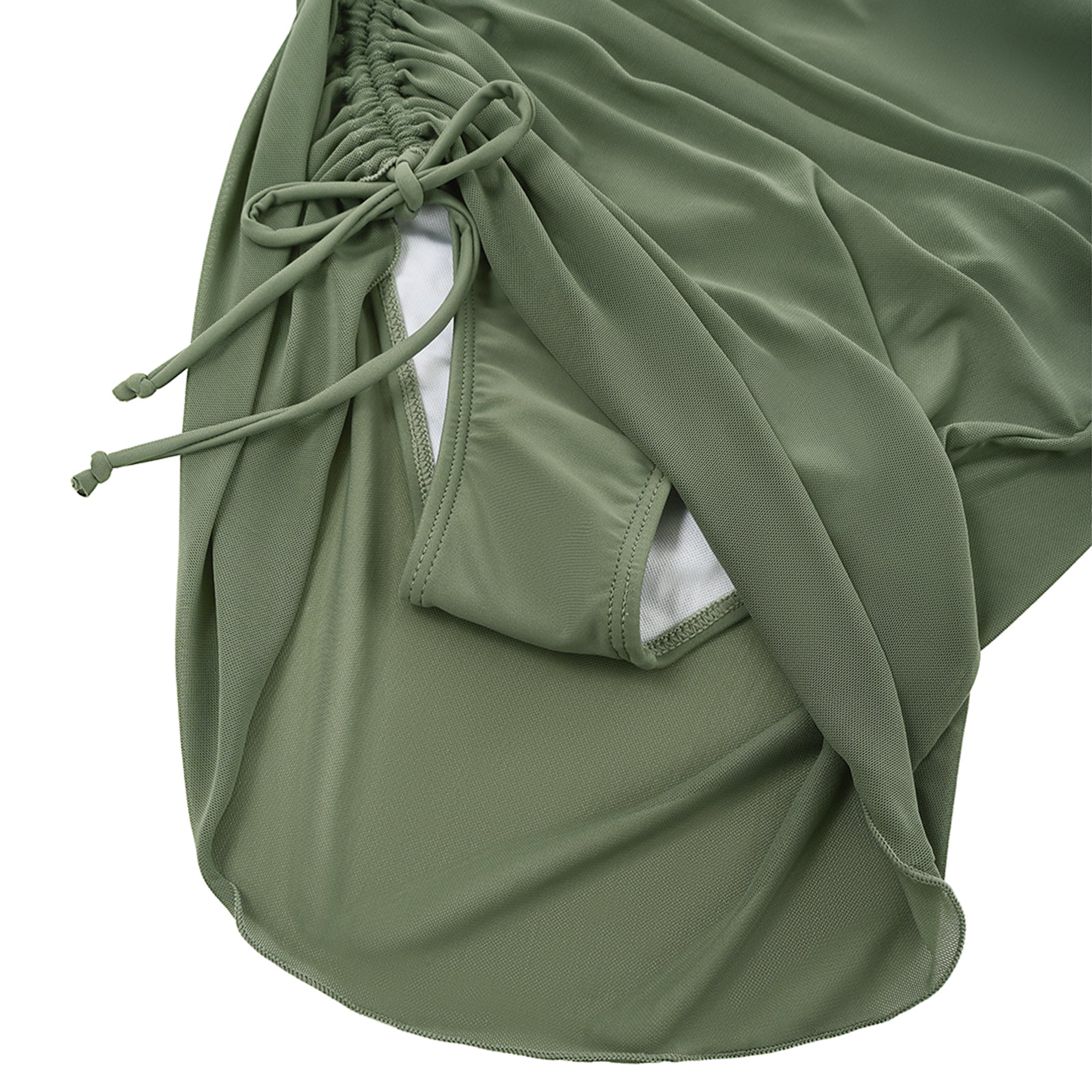 Tummy Control One-Piece Swimsuit Khaki Green - Image 6