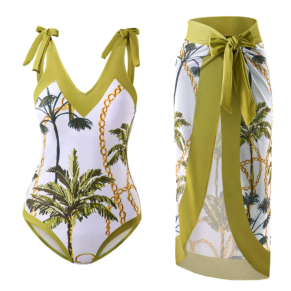 Tummy Control Swimsuit with Cover Up Skirt - Image 3