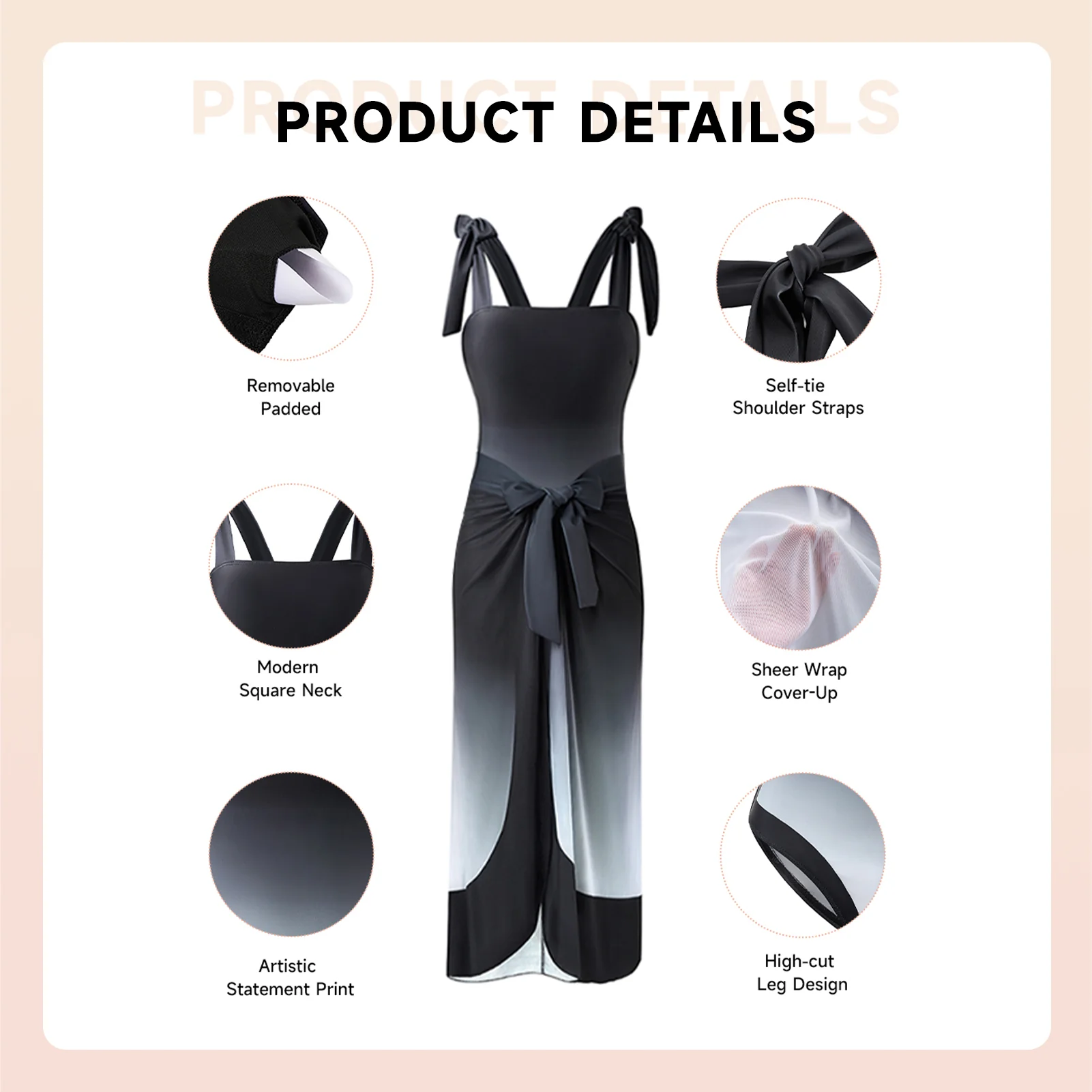 Tummy Control Swimsuit With Cover Up Skirt - Image 9