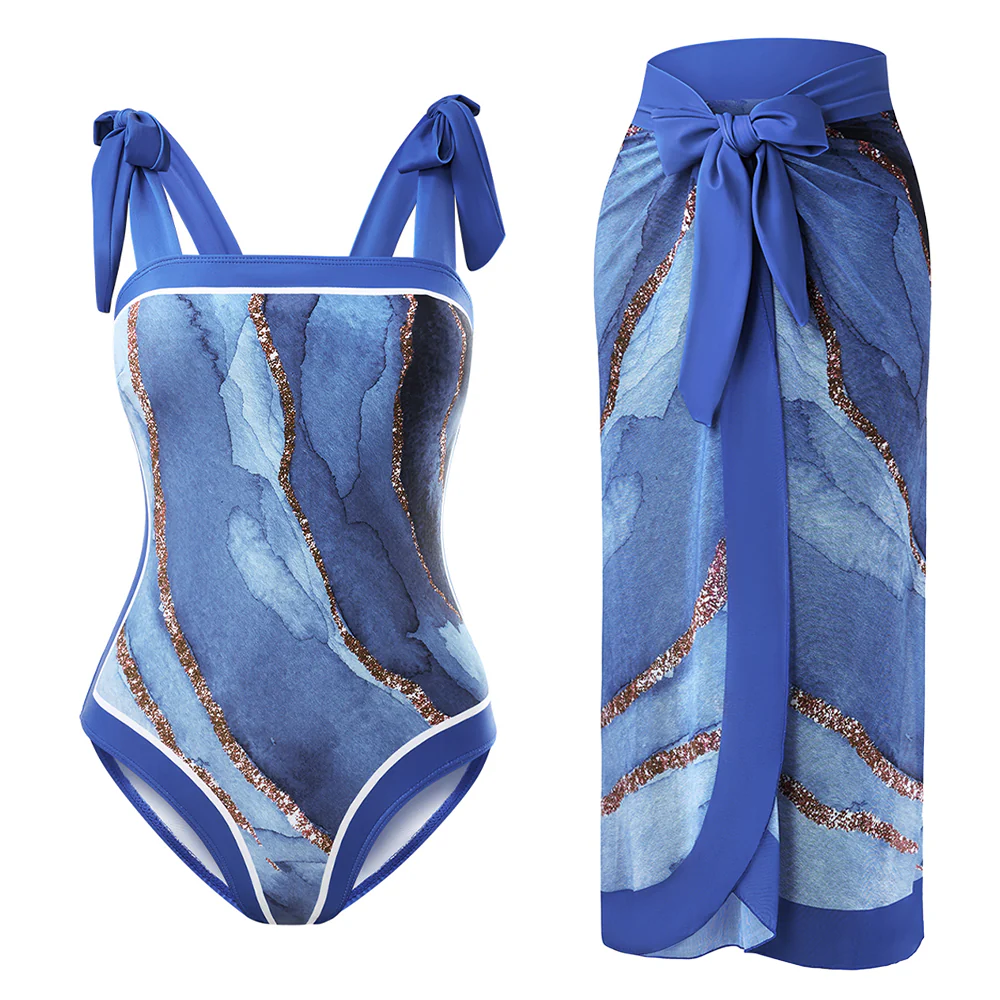 Tummy Control Swimsuit with Cover Up Skirt - Image 3