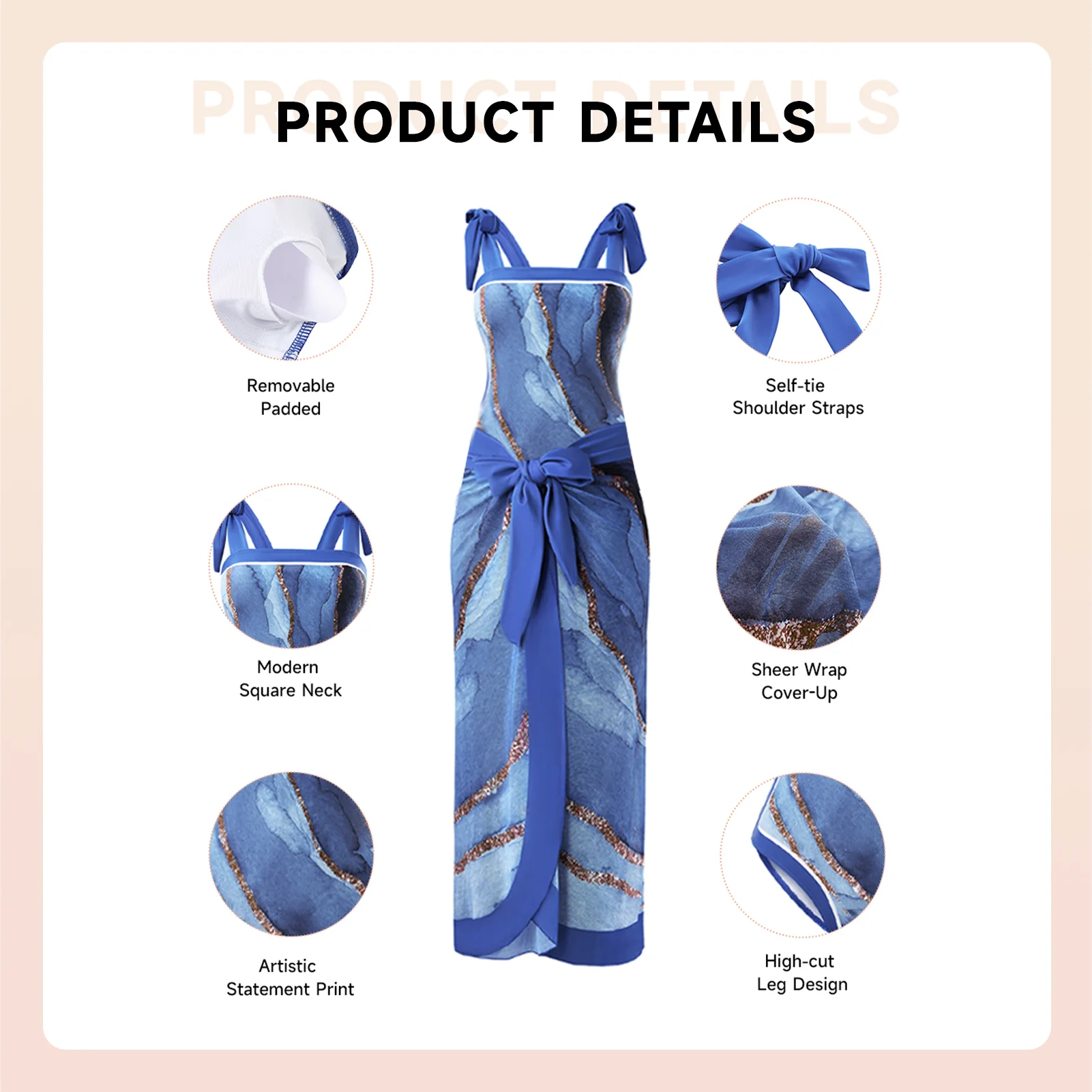 Tummy Control Swimsuit with Cover Up Skirt - Image 9