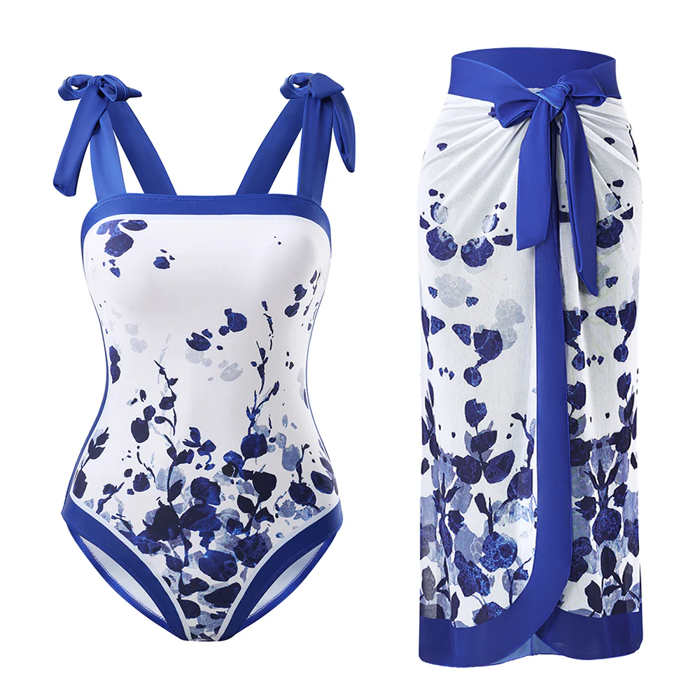 Tummy Control Swimsuit with Cover Up Skirt - Image 3
