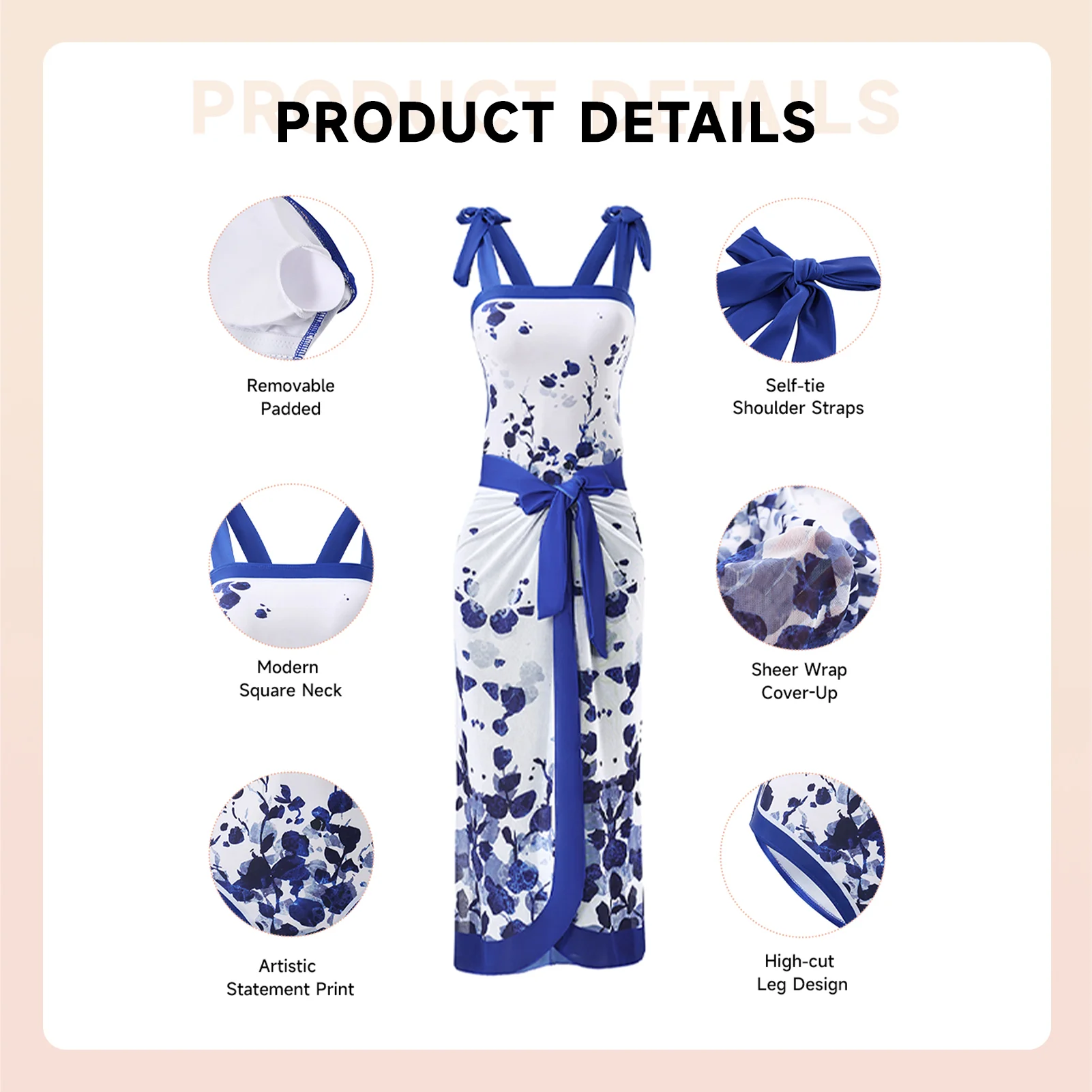 Tummy Control Swimsuit with Cover Up Skirt - Image 9
