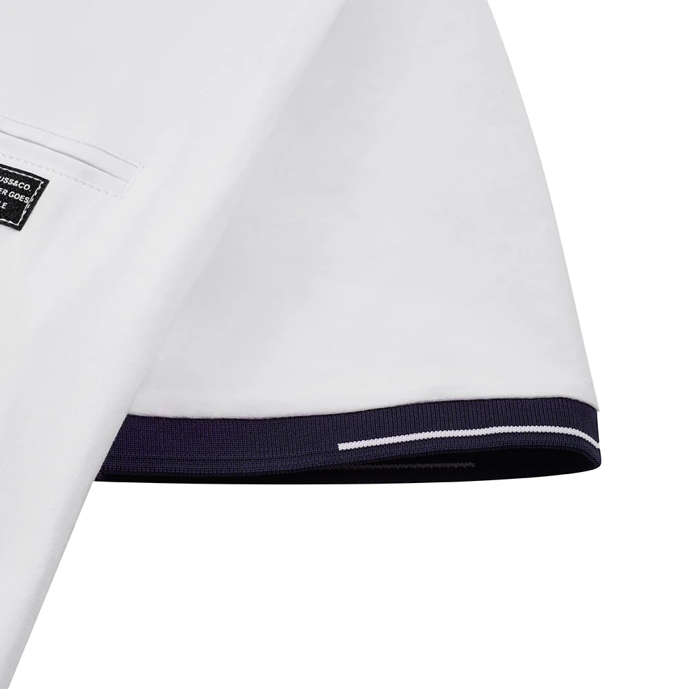 Turn Down Collar Short Sleeve Polo Shirt - White - Image 6