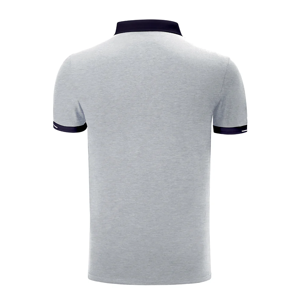 Turn Down Collar Short Sleeve Polo Shirt - Grey - Image 4