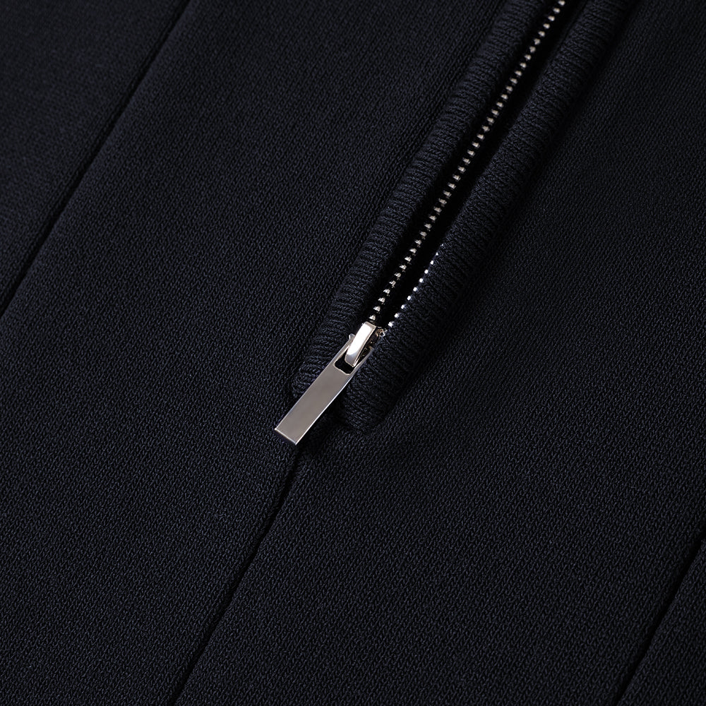 Turn-Down Short-Sleeve Polo Shirt Black Zip - Image 4