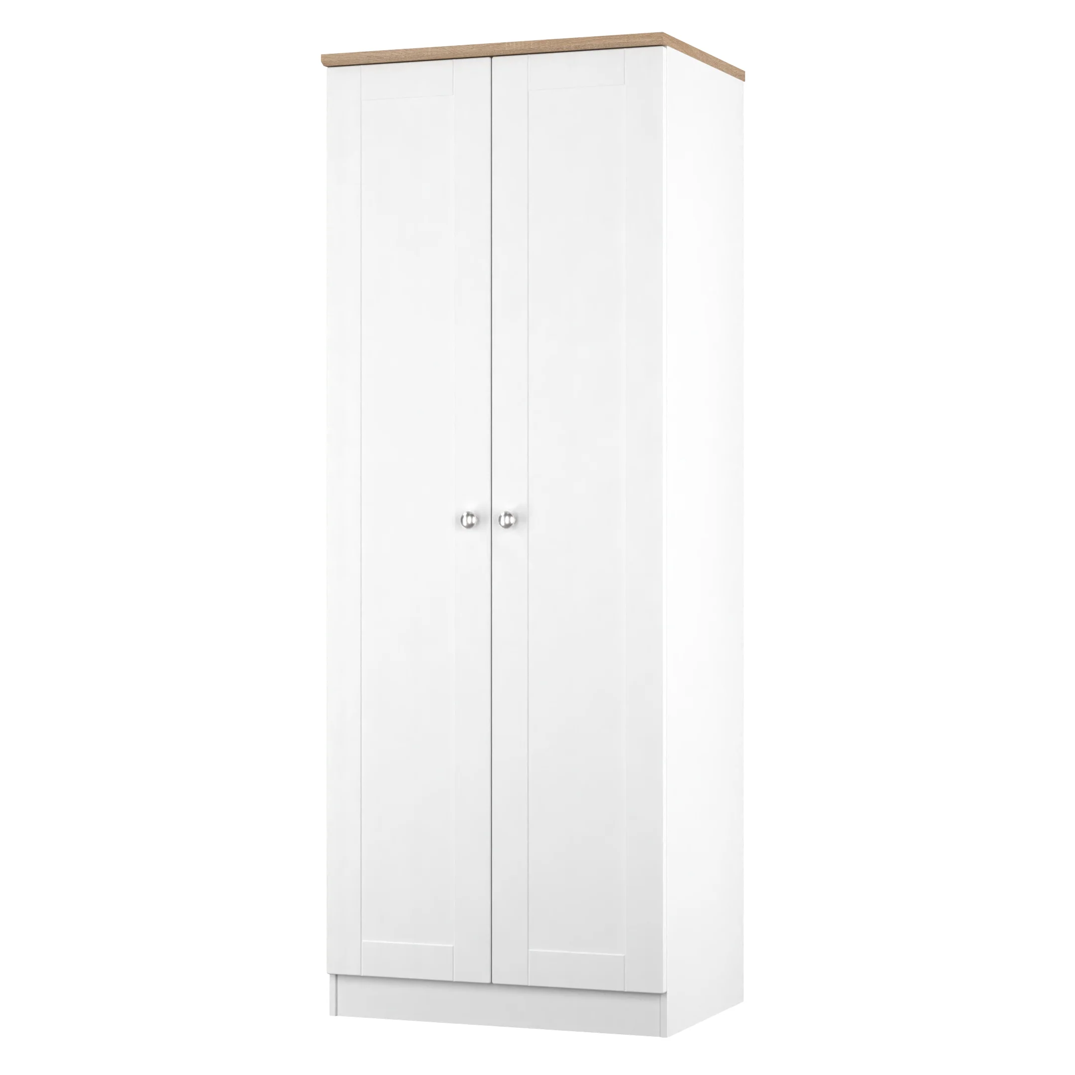 Tutbury Ready Assembled 2 Door Wardrobe in White Ash & Bardolino Oak - Image 4