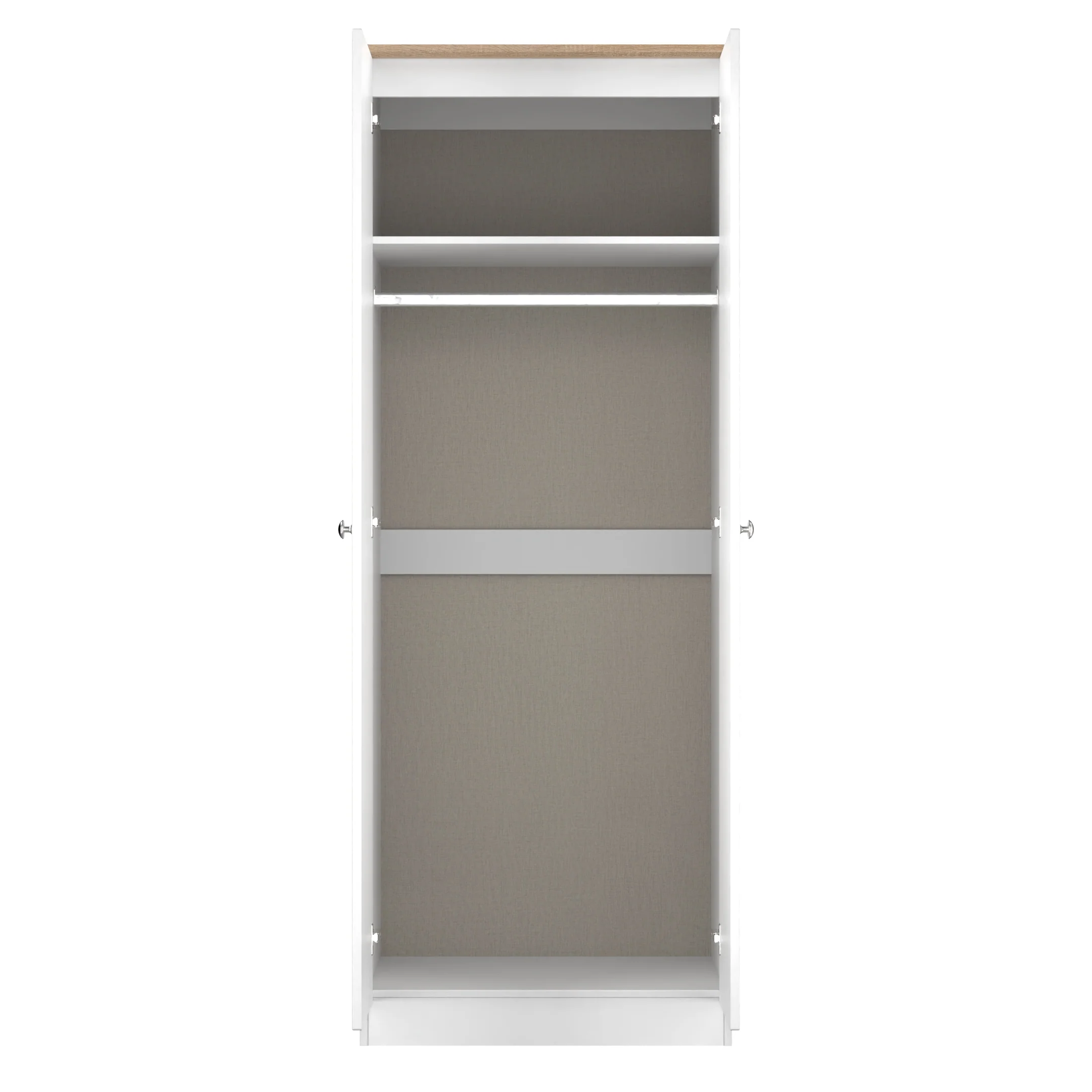 Tutbury Ready Assembled 2 Door Wardrobe in White Ash & Bardolino Oak - Image 7