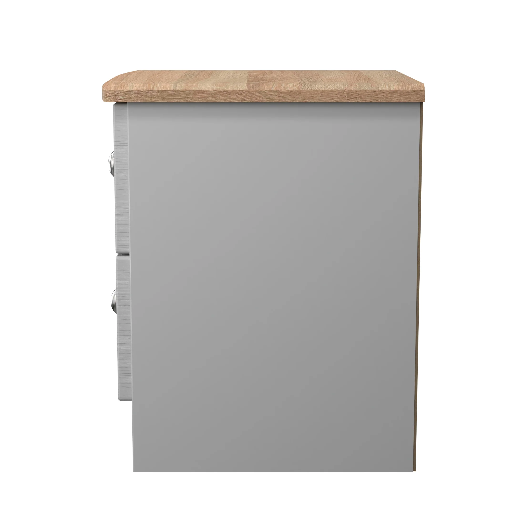 Tutbury Ready Assembled 2 Drawer Bedside Cabinet in Grey Ash & Bardolino Oak - Image 3