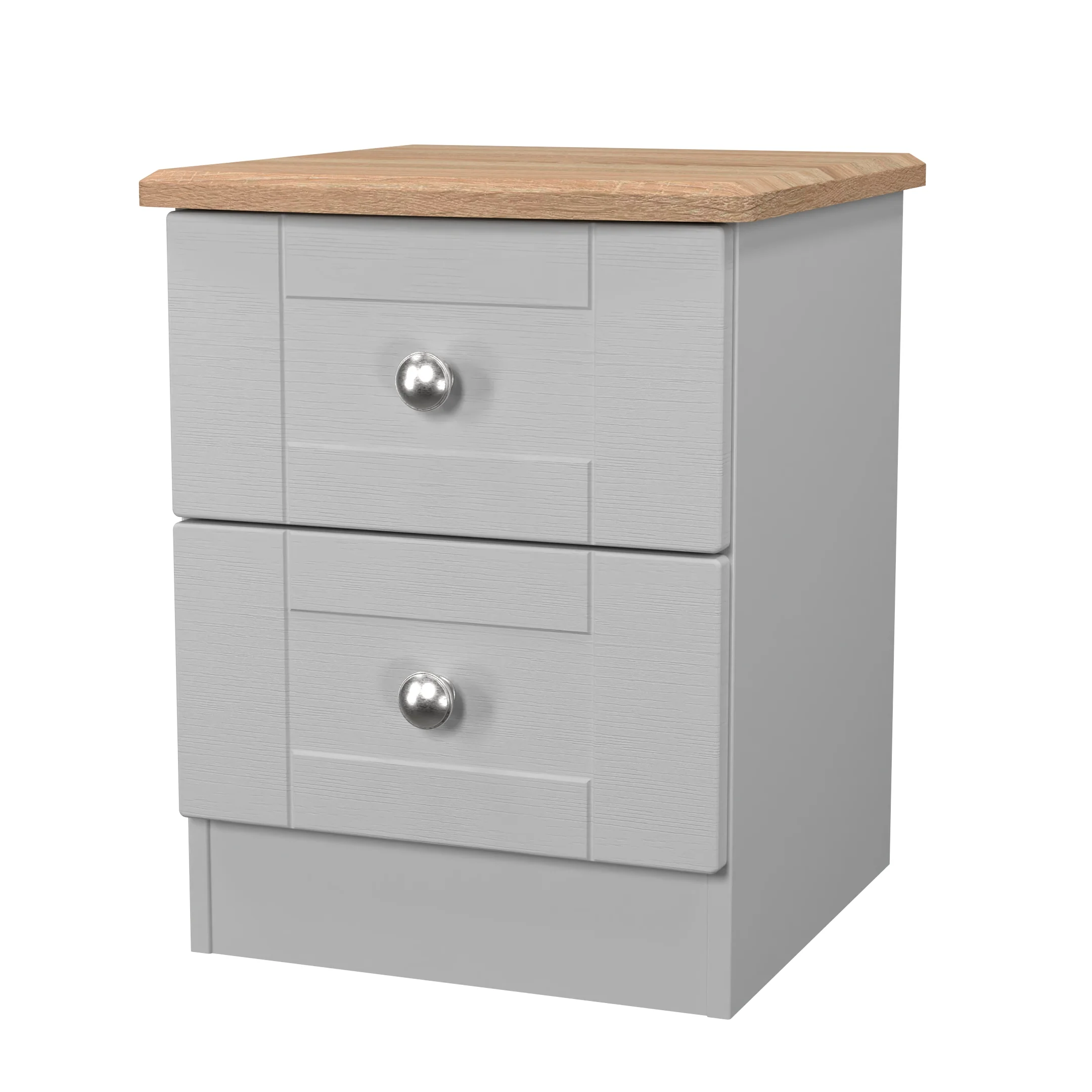 Tutbury Ready Assembled 2 Drawer Bedside Cabinet in Grey Ash & Bardolino Oak - Image 4