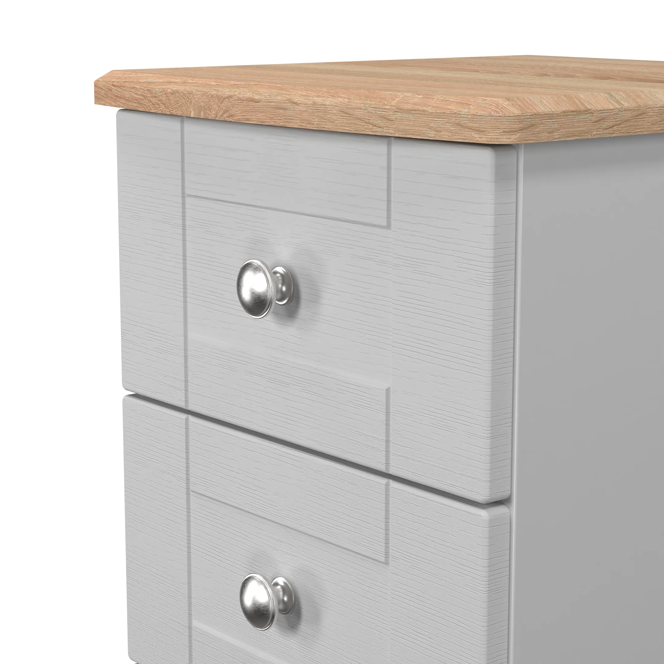 Tutbury Ready Assembled 3 Drawer Bedside Cabinet in Grey Ash & Bardolino Oak - Image 5