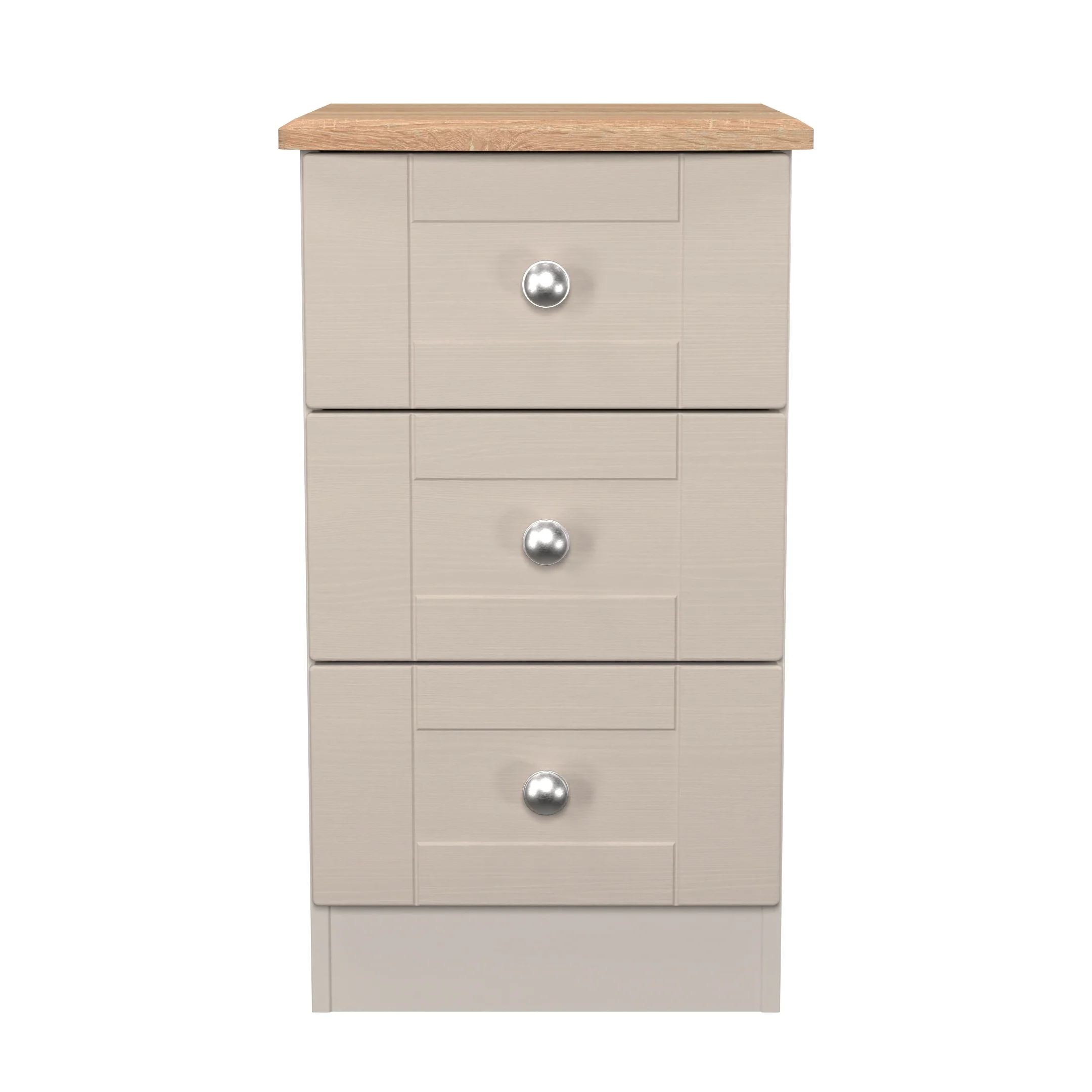Tutbury Ready Assembled 3 Drawer Bedside Cabinet in Kashmir Ash & Bardolino Oak - Image 2
