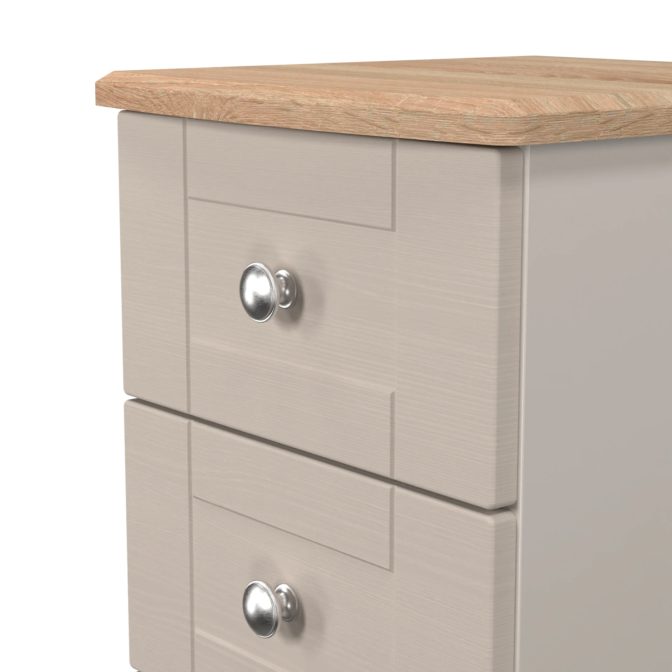 Tutbury Ready Assembled 3 Drawer Bedside Cabinet in Kashmir Ash & Bardolino Oak - Image 5