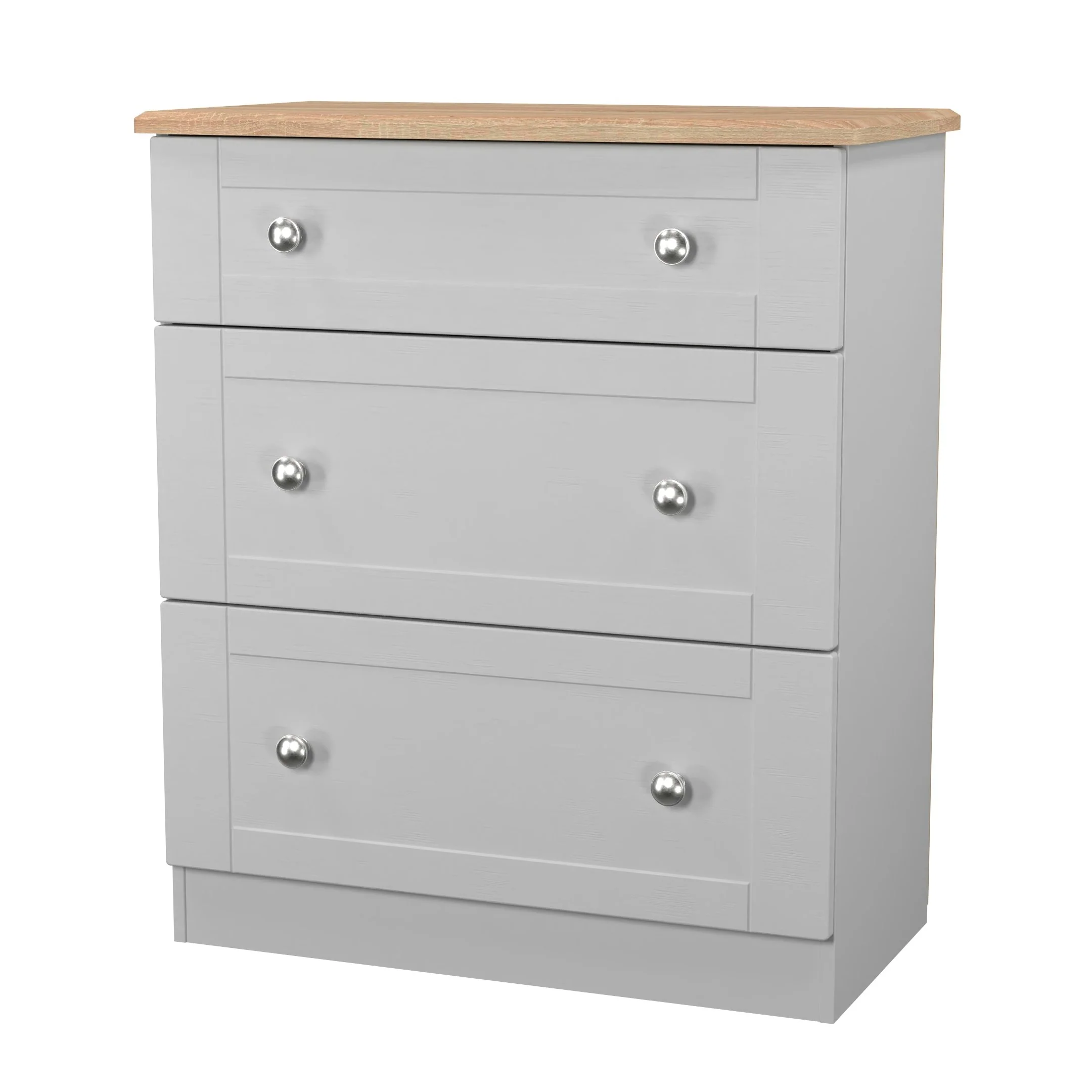 Tutbury Ready Assembled 3 Drawer Deep Chest in Grey Ash & Bardolino Oak - Image 4