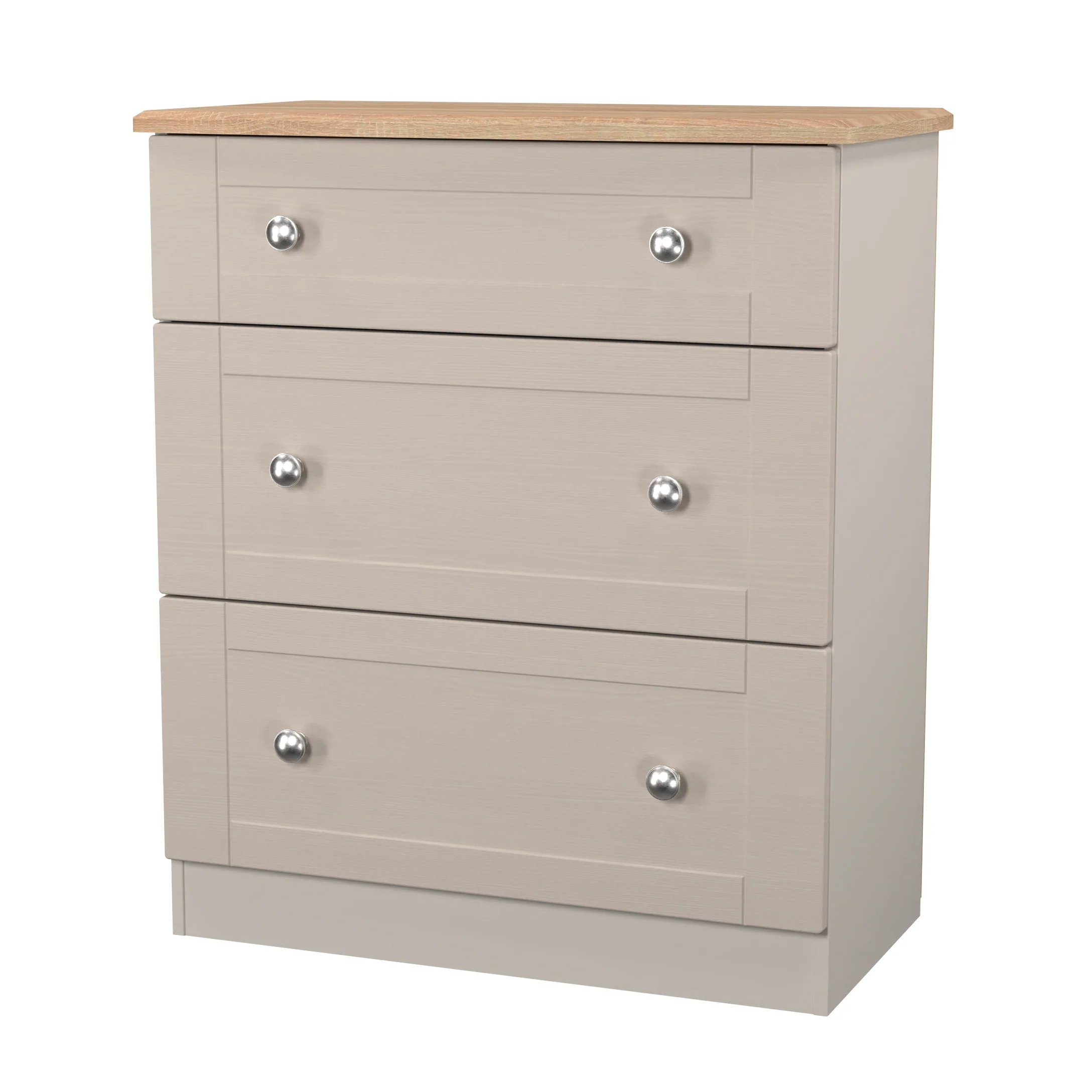 Tutbury Ready Assembled 3 Drawer Deep Chest in Kashmir Ash & Bardolino Oak - Image 3