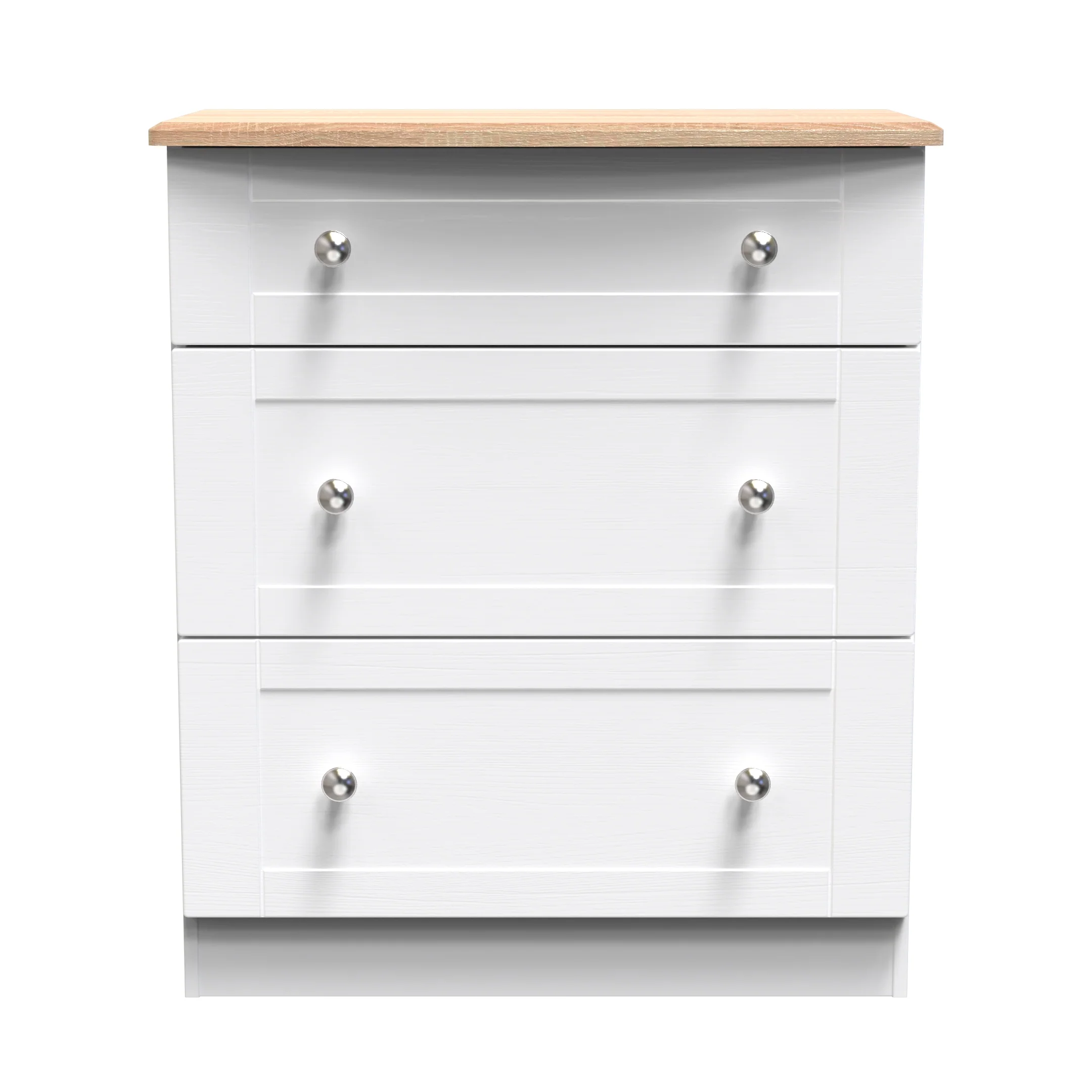 Tutbury Ready Assembled 3 Drawer Deep Chest in White Ash & Bardolino Oak - Image 2