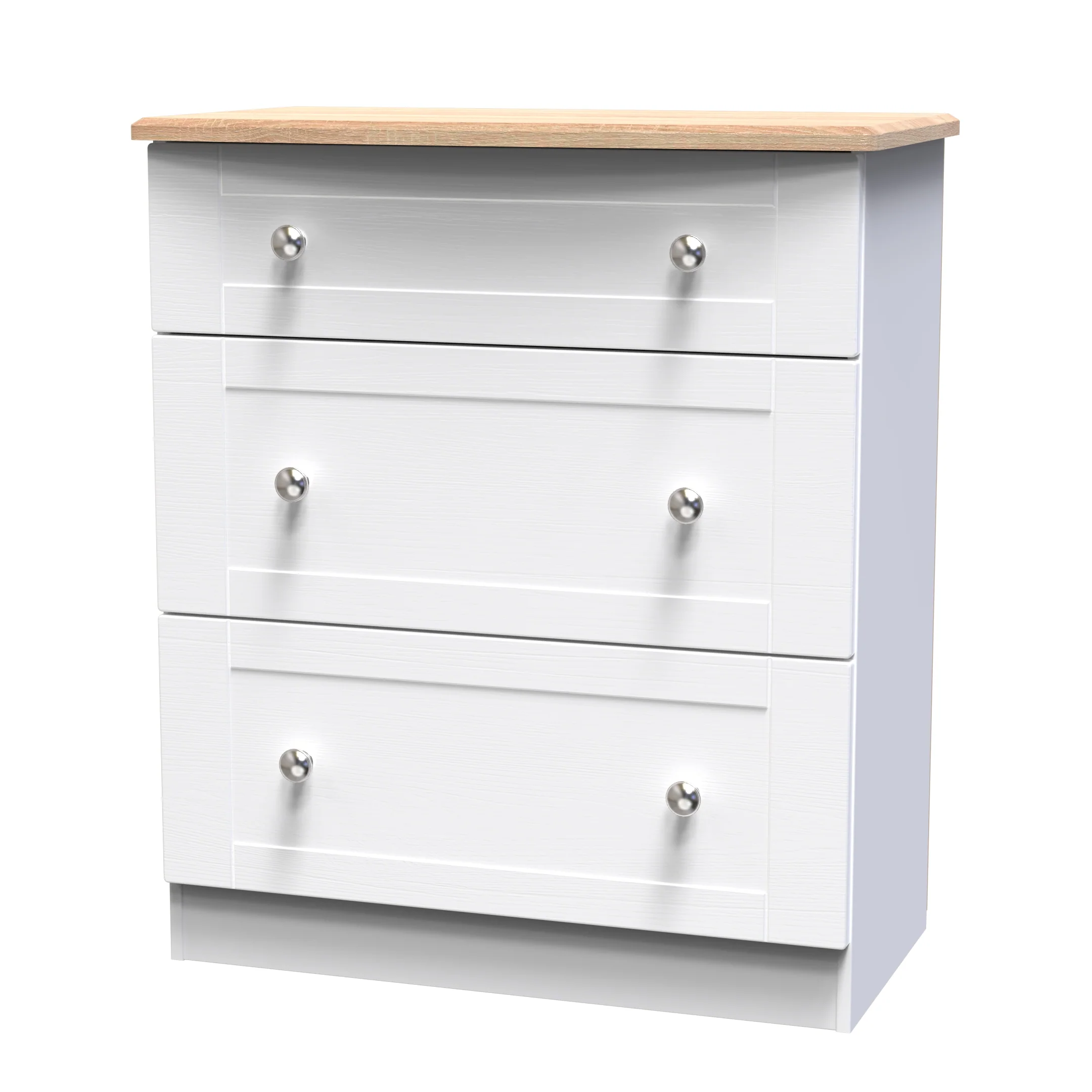 Tutbury Ready Assembled 3 Drawer Deep Chest in White Ash & Bardolino Oak - Image 4