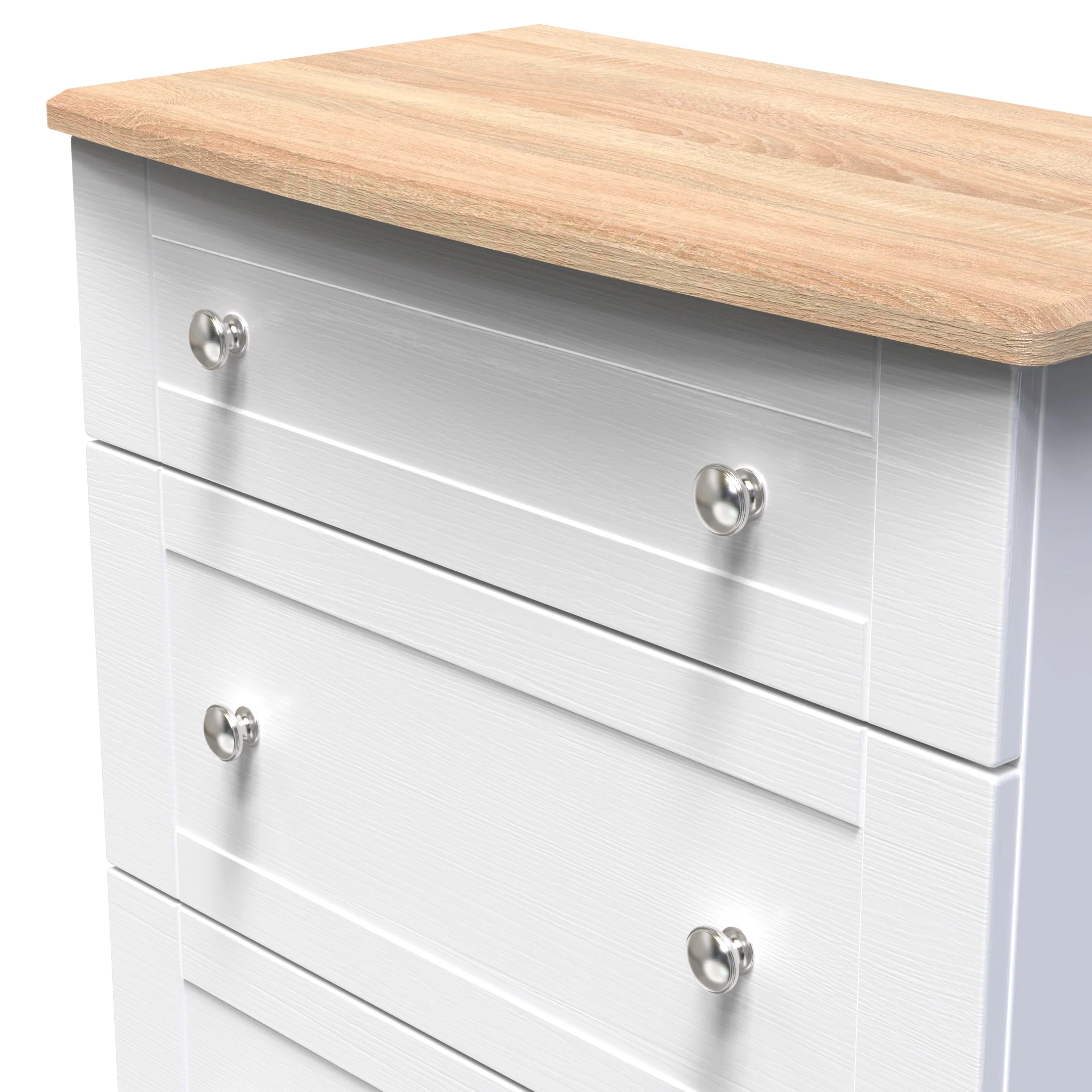 Tutbury Ready Assembled 3 Drawer Deep Chest in White Ash & Bardolino Oak - Image 5