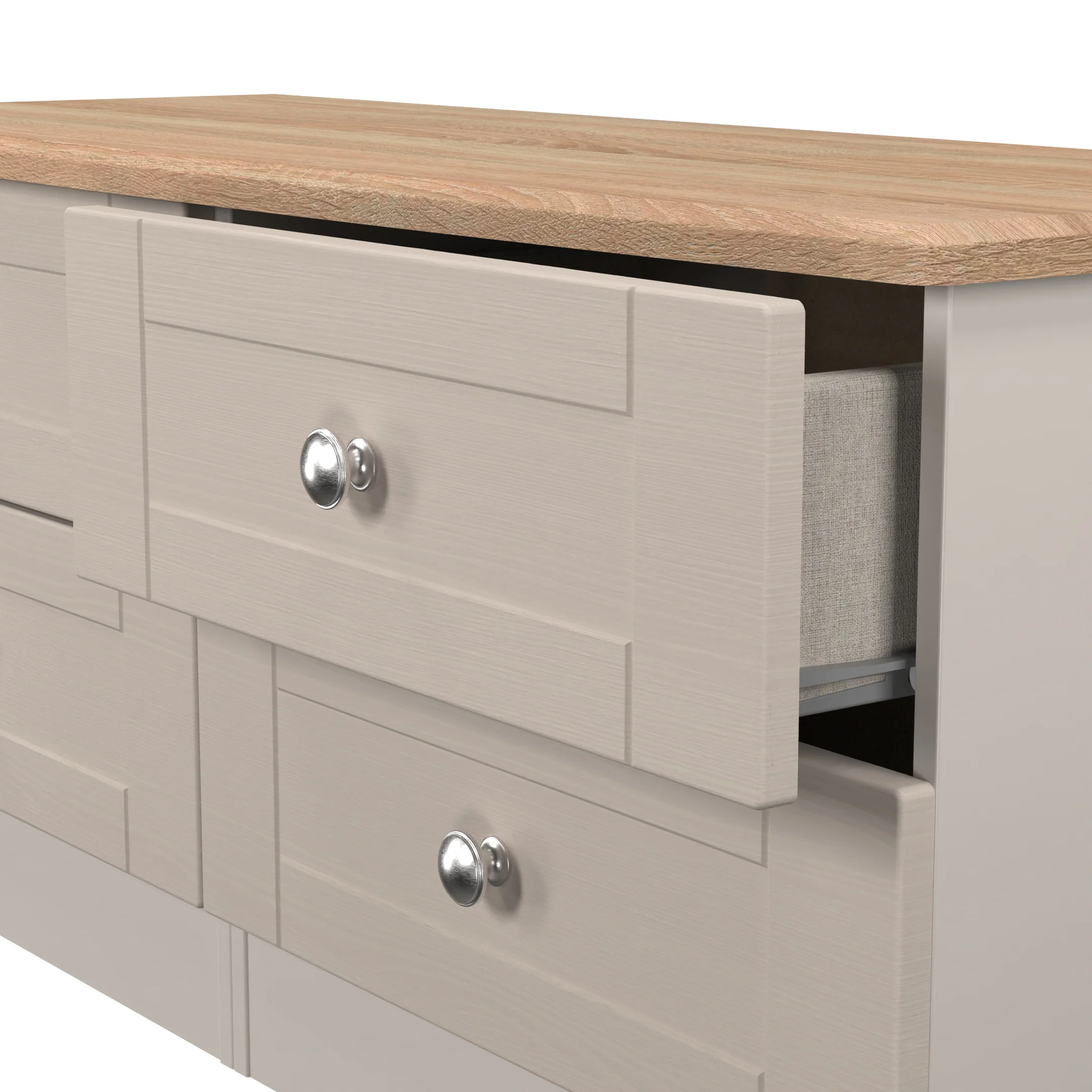 Tutbury Ready Assembled 4 Drawer Bed Box in Kashmir Ash & Bardolino Oak - Image 6